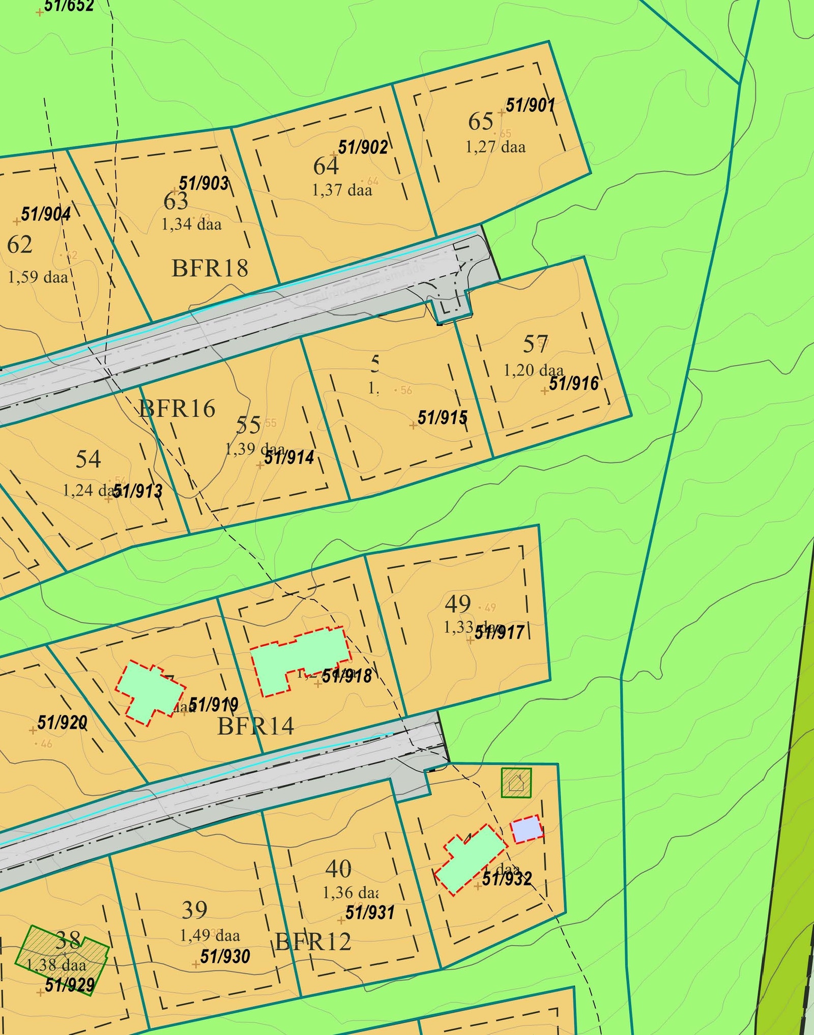 Plankart fra reguleringsplanen. Nr. 49 omtrent midt i bildet. Galleribilde