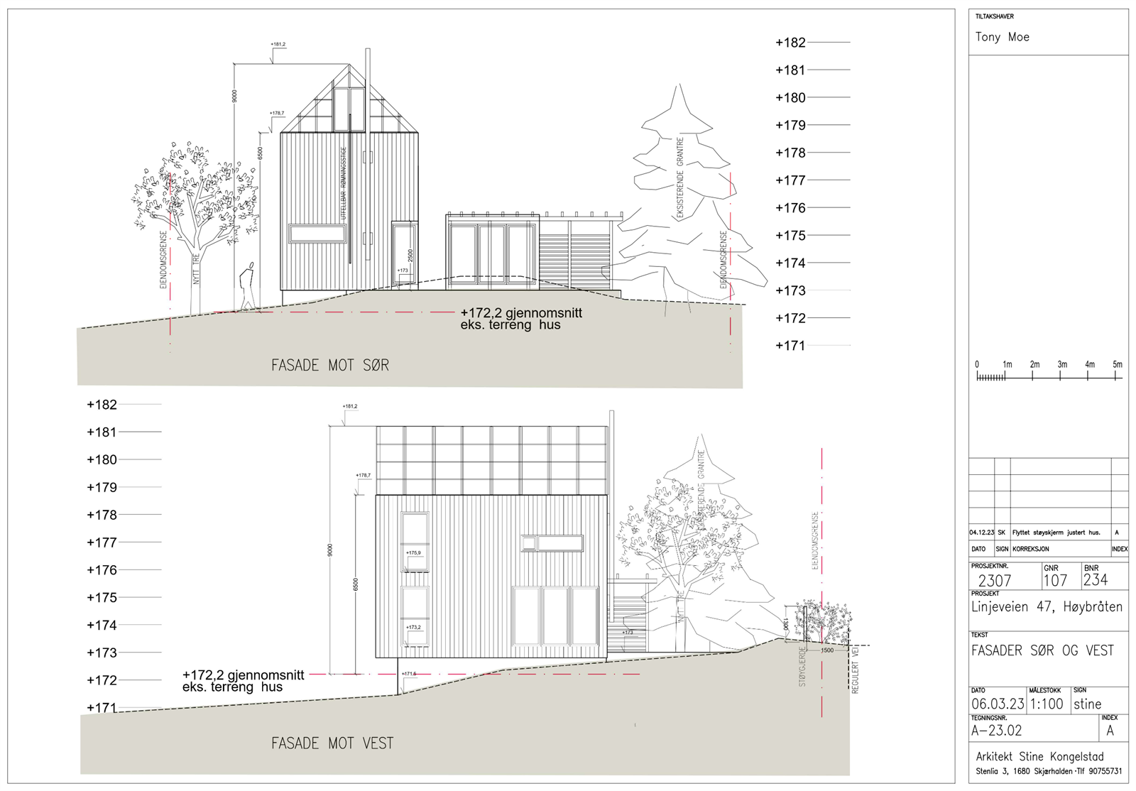 Prosjektets fasade sett fra sør og vest. Galleribilde