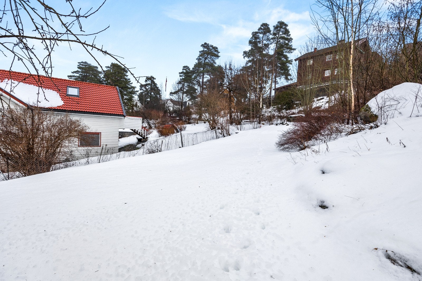 Tomten strekker seg utover på baksiden av huset Galleribilde