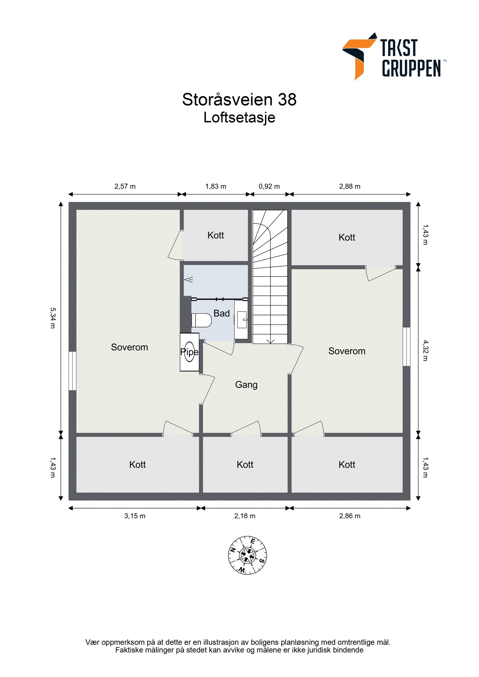 Plantegning loftsetasje Galleribilde