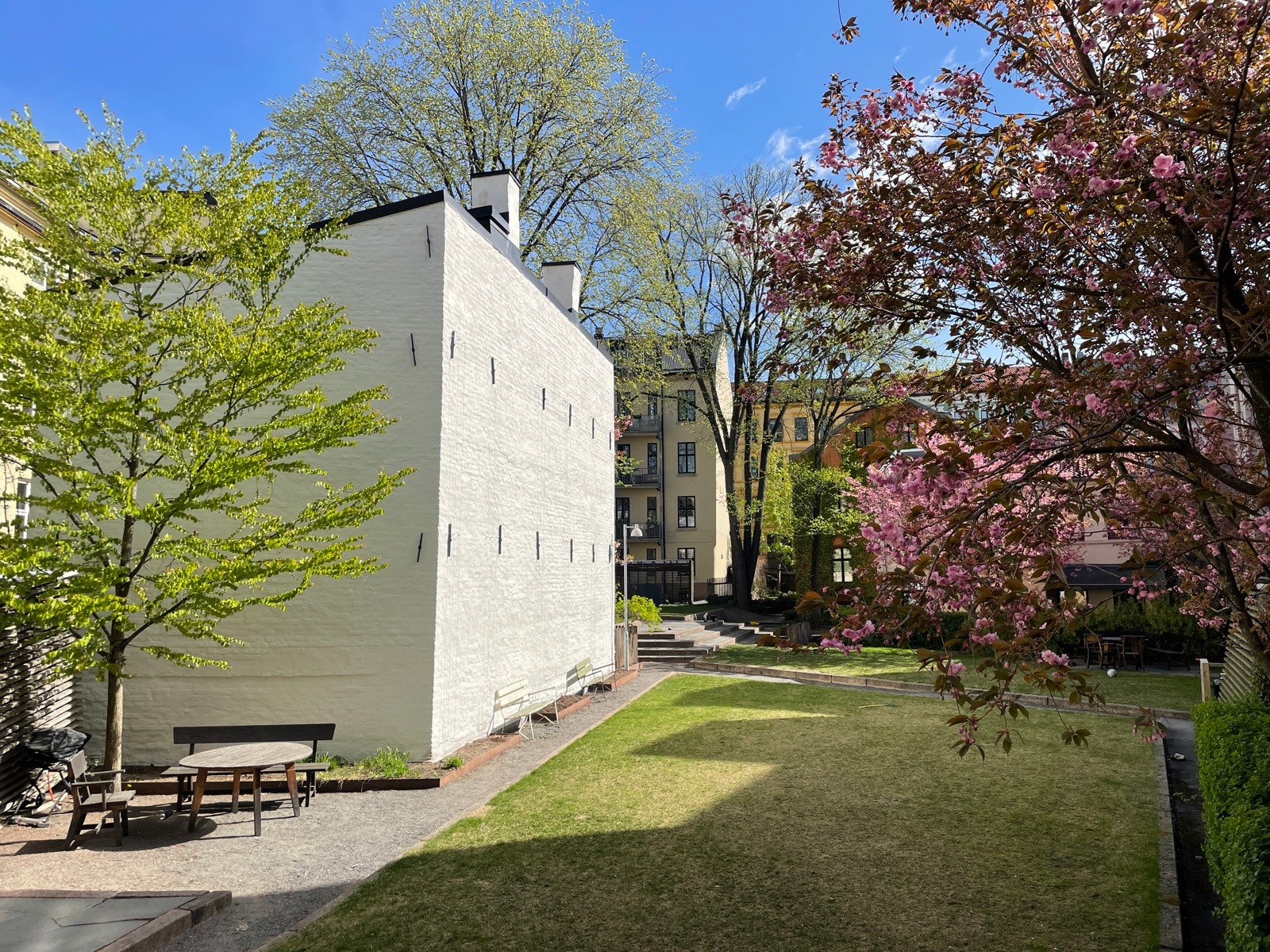 Flott grønn oase midt i byen! Flotte trær, sittegrupper og grønn plen! Galleribilde