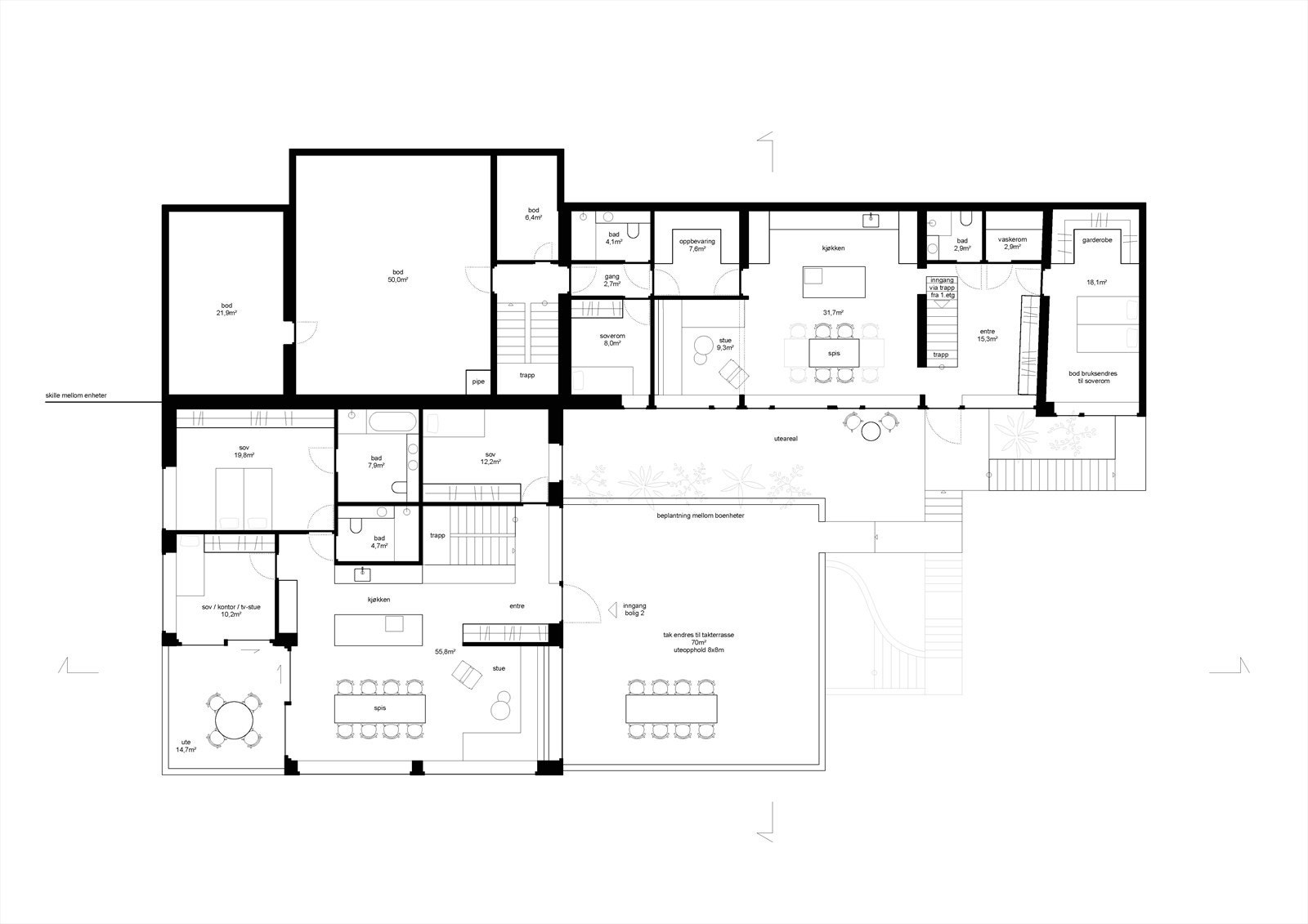 Mulighetsstudie: Boenhet 1 utleiedel og Boenhet 2 - Se vedlagt studie for fullstendig informasjon og eventuelle forbehold. Galleribilde