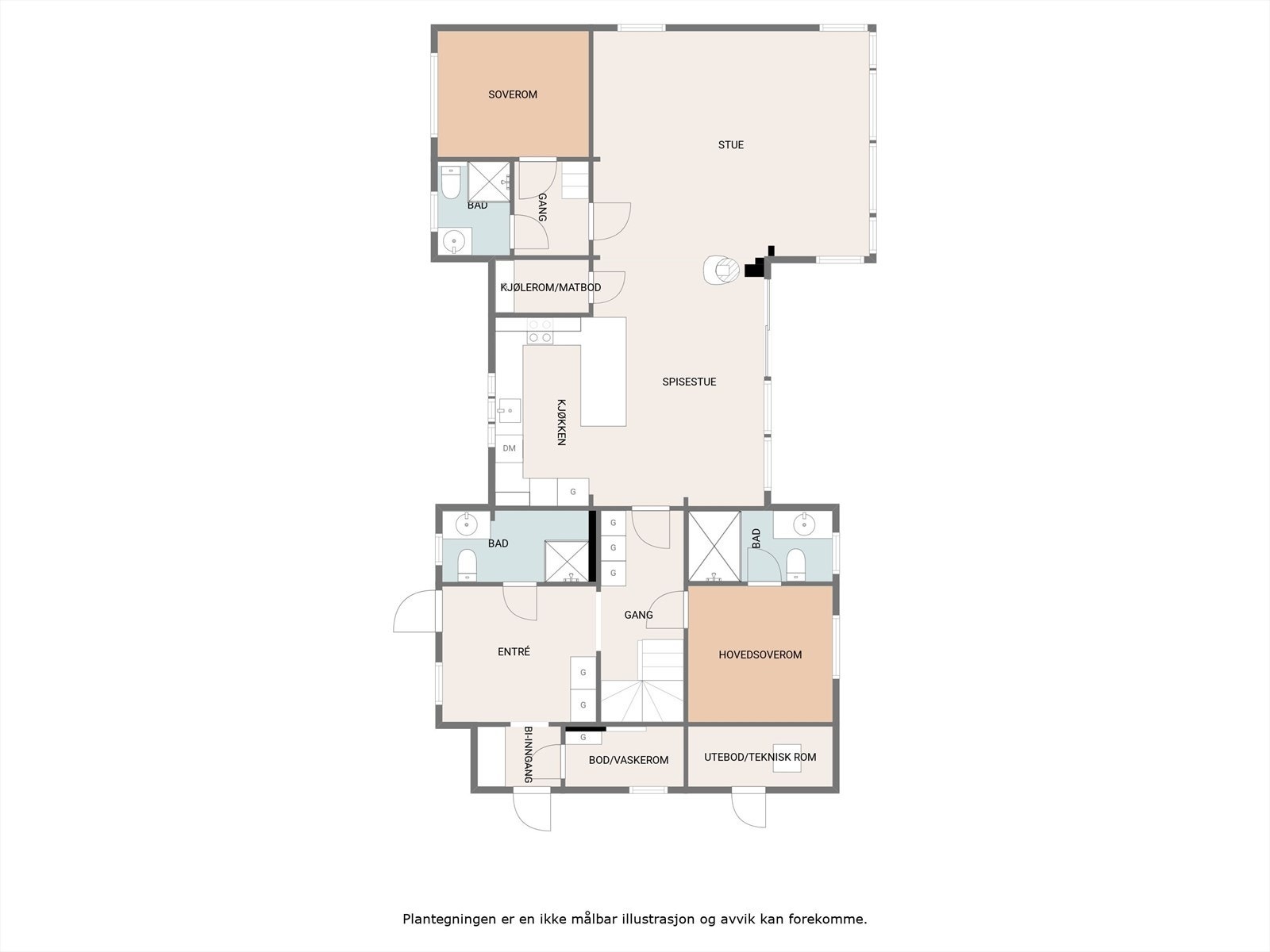 Plantegning hovedetasje. Galleribilde