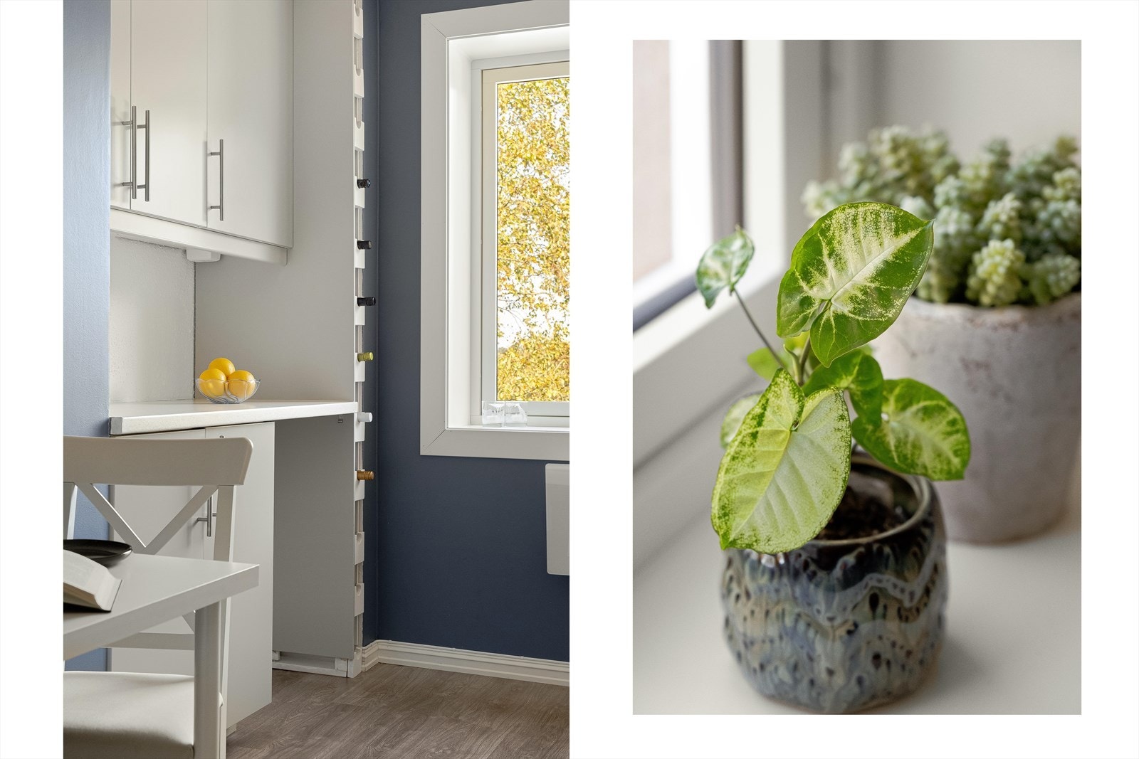 Praktisk vinhylle i innredningen. Galleribilde