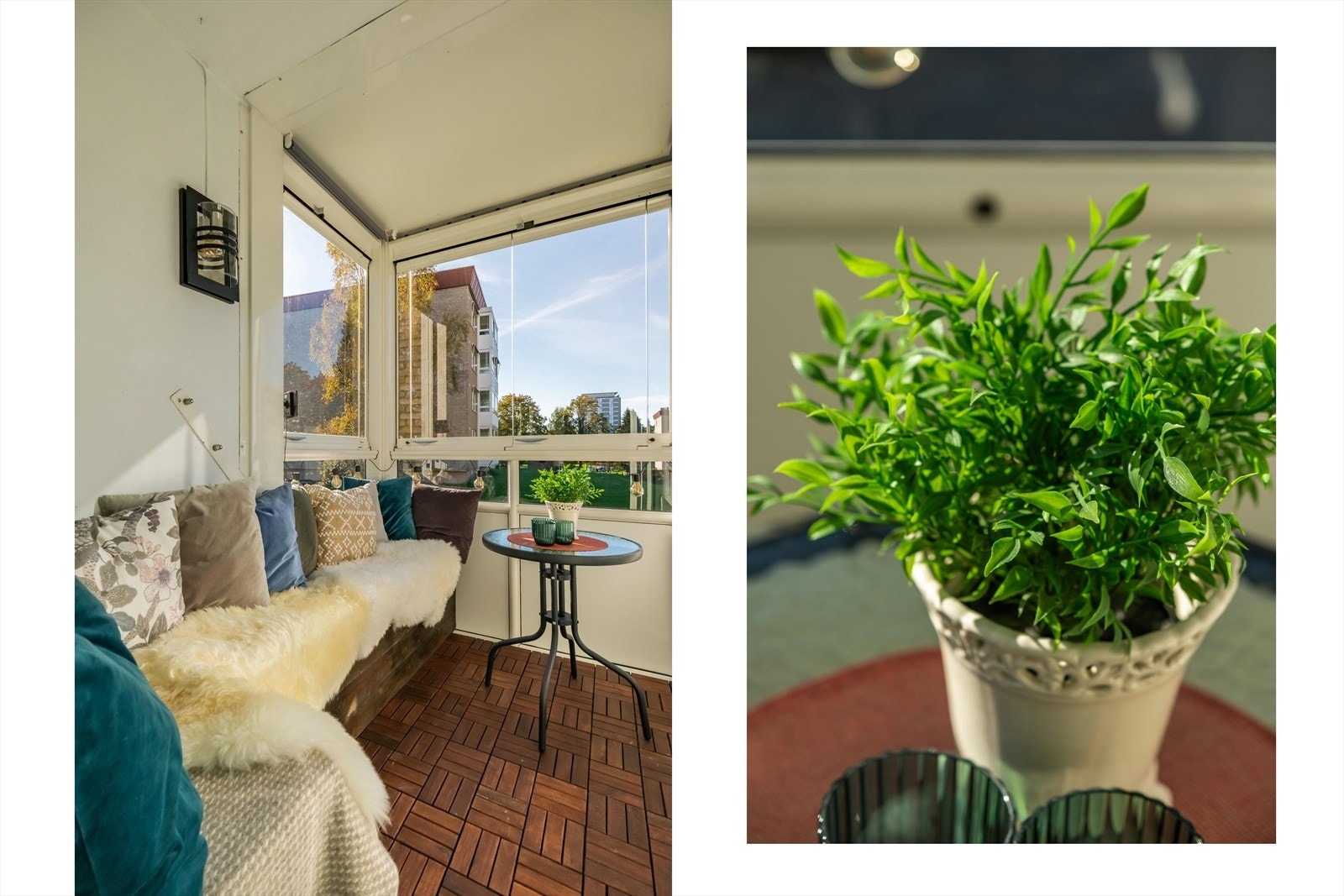 Herfra er det hyggelig utsyn mot borettslagets grønne fellesarealer. Galleribilde