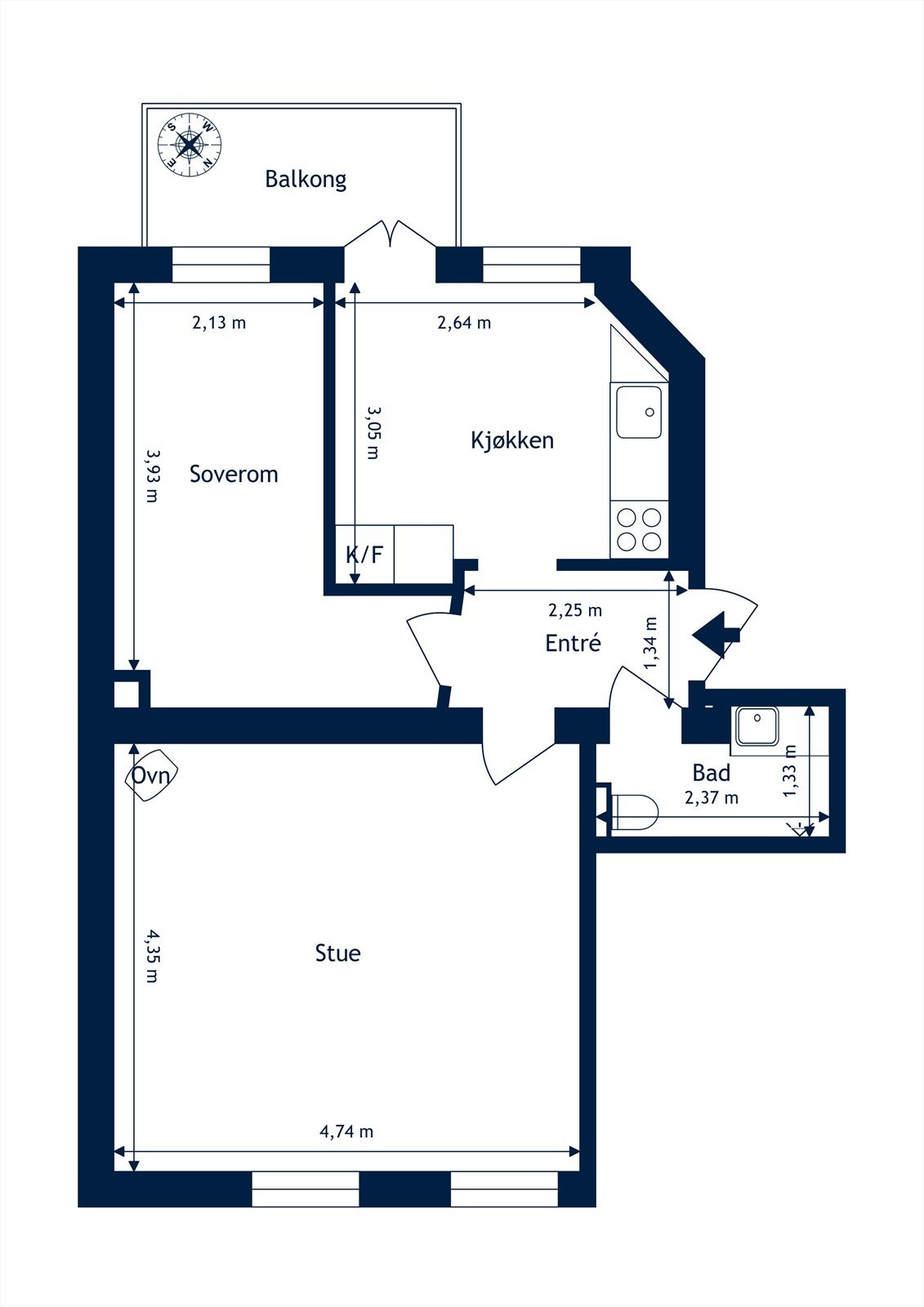Plantegning for Kirkegårdsgata 12 - 4. etasje. Galleribilde