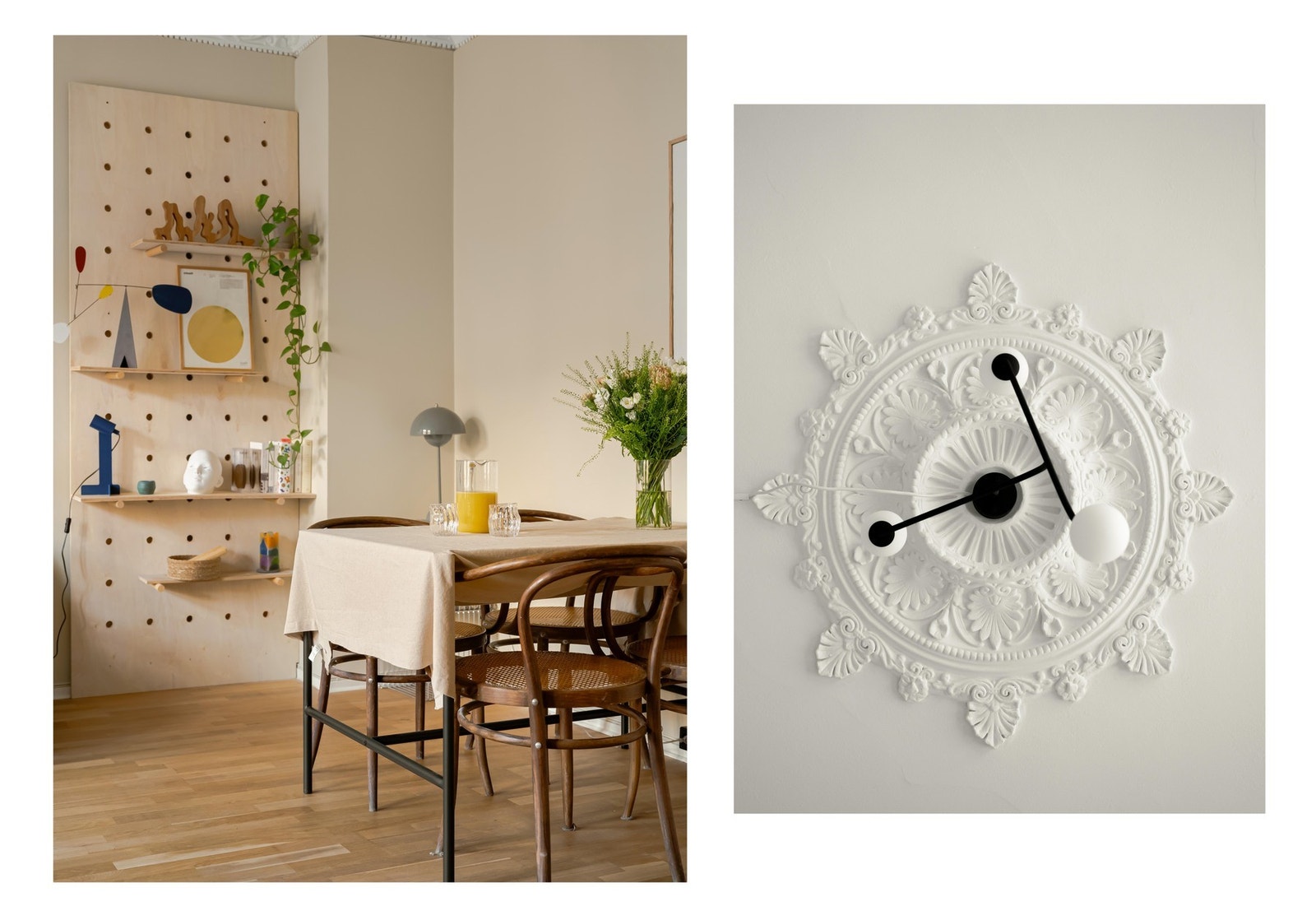 Her er både stukkatur og rosett tatt frem, og vi kan ikke si annet enn at dette er utrolig vakkert. Galleribilde