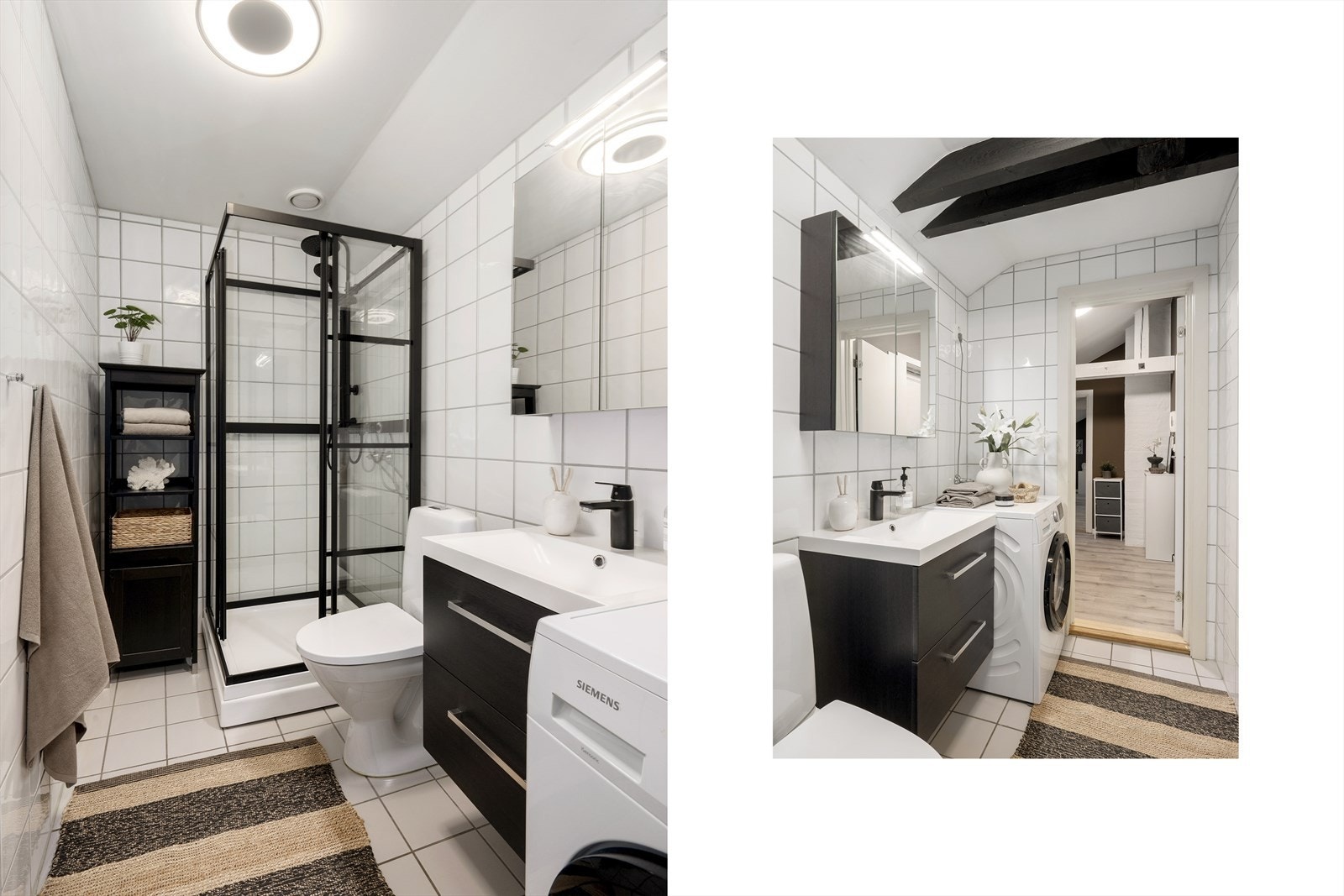 Pent flislagt bad med gulvvarme og opplegg for vaskemaskin. Baderomsinventar ble oppgradert og byttet ut i 2020. Toalettet er fra 2022. Galleribilde