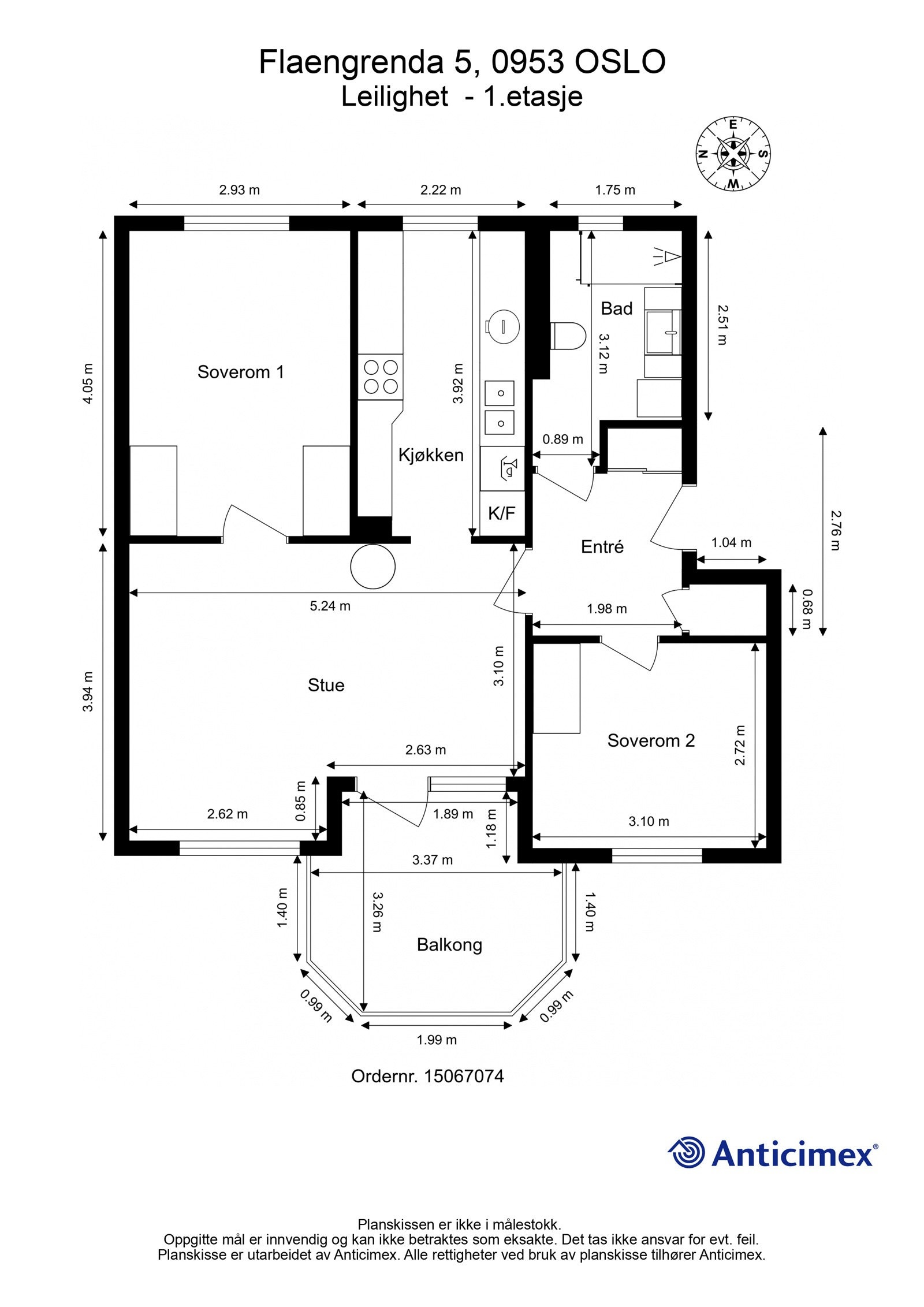 Endeleilighet med luftig og god planløsning samt balkong ut fra stuen. Galleribilde
