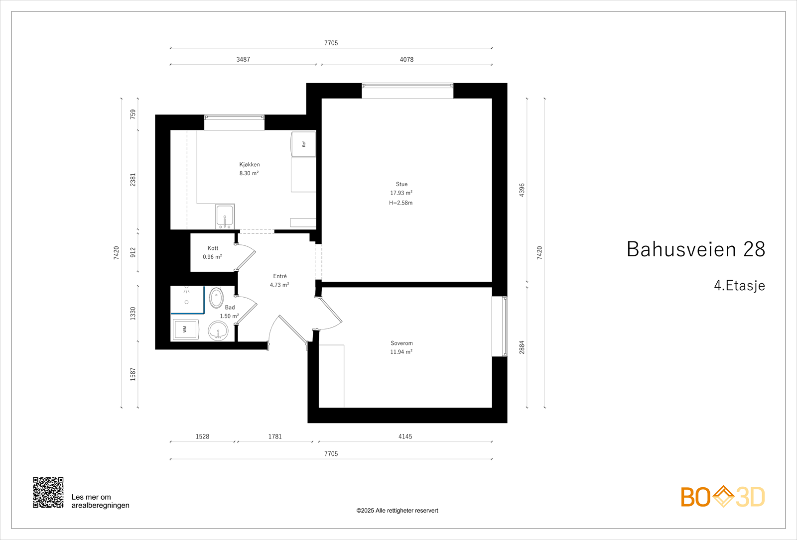 Målsatt plantegning. Galleribilde