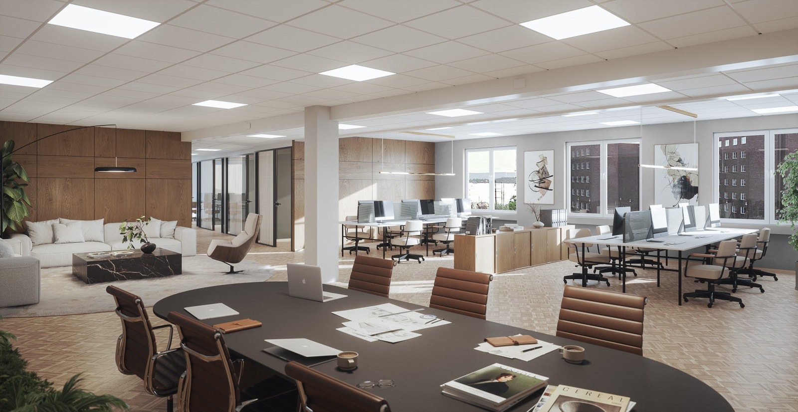 Flott utsikt mot Rådhuset og Oslofjorden (illustrasjon). Galleribilde