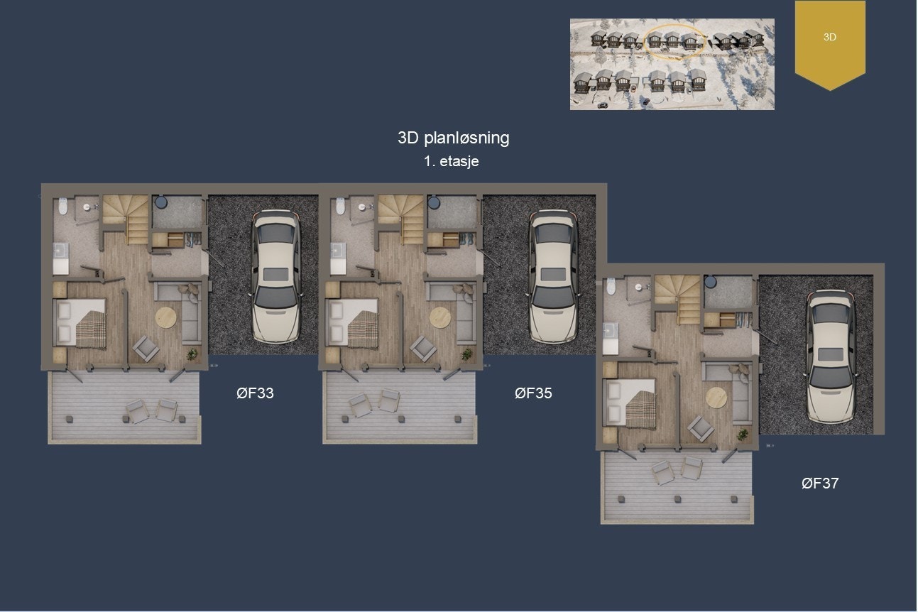 Første etasje har inngang fra carporten (viser planløsning i standard nøkkelferdig utførsel) Galleribilde