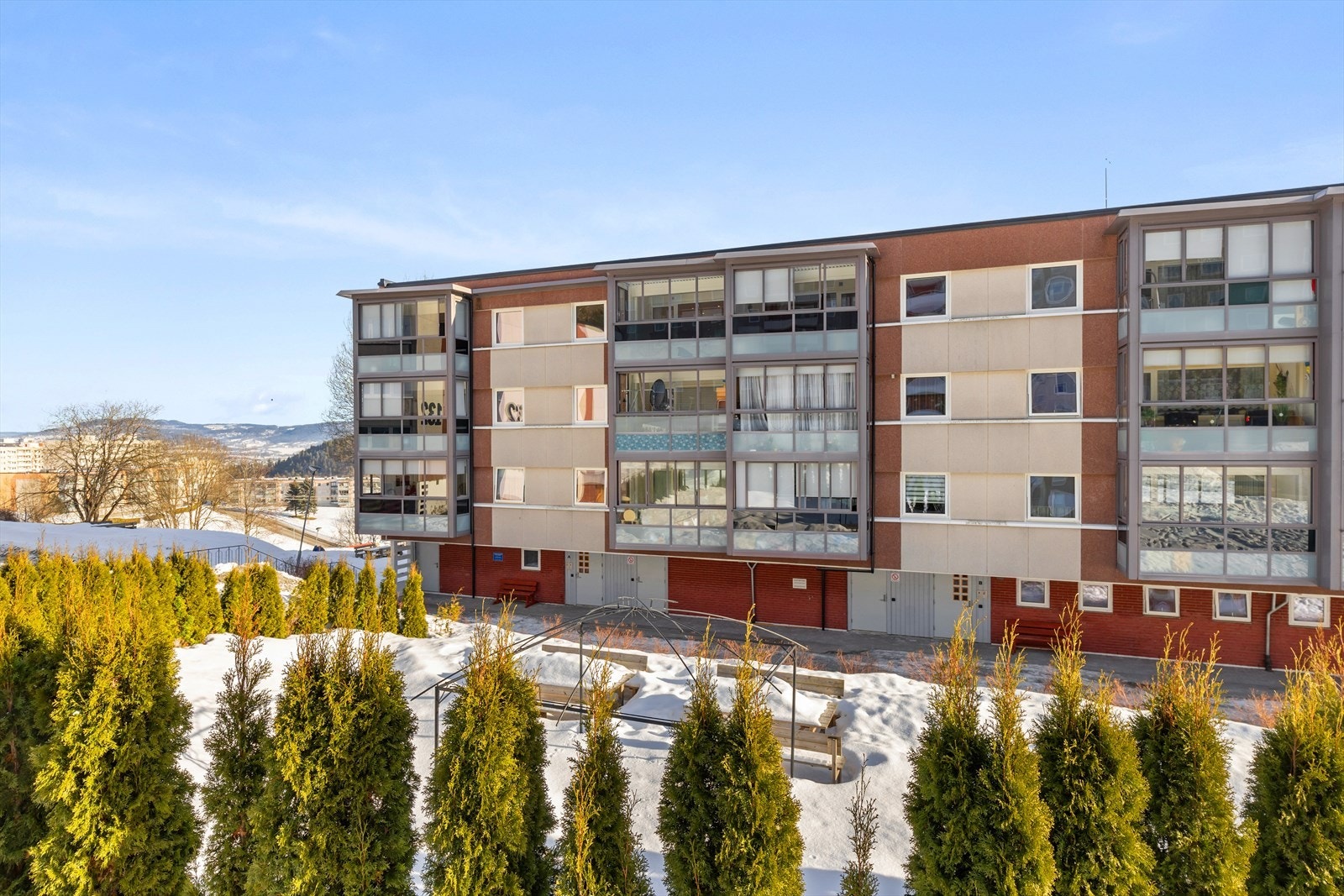 Leiligheten er beliggende i barnevennlige og rolige omgivelser Galleribilde