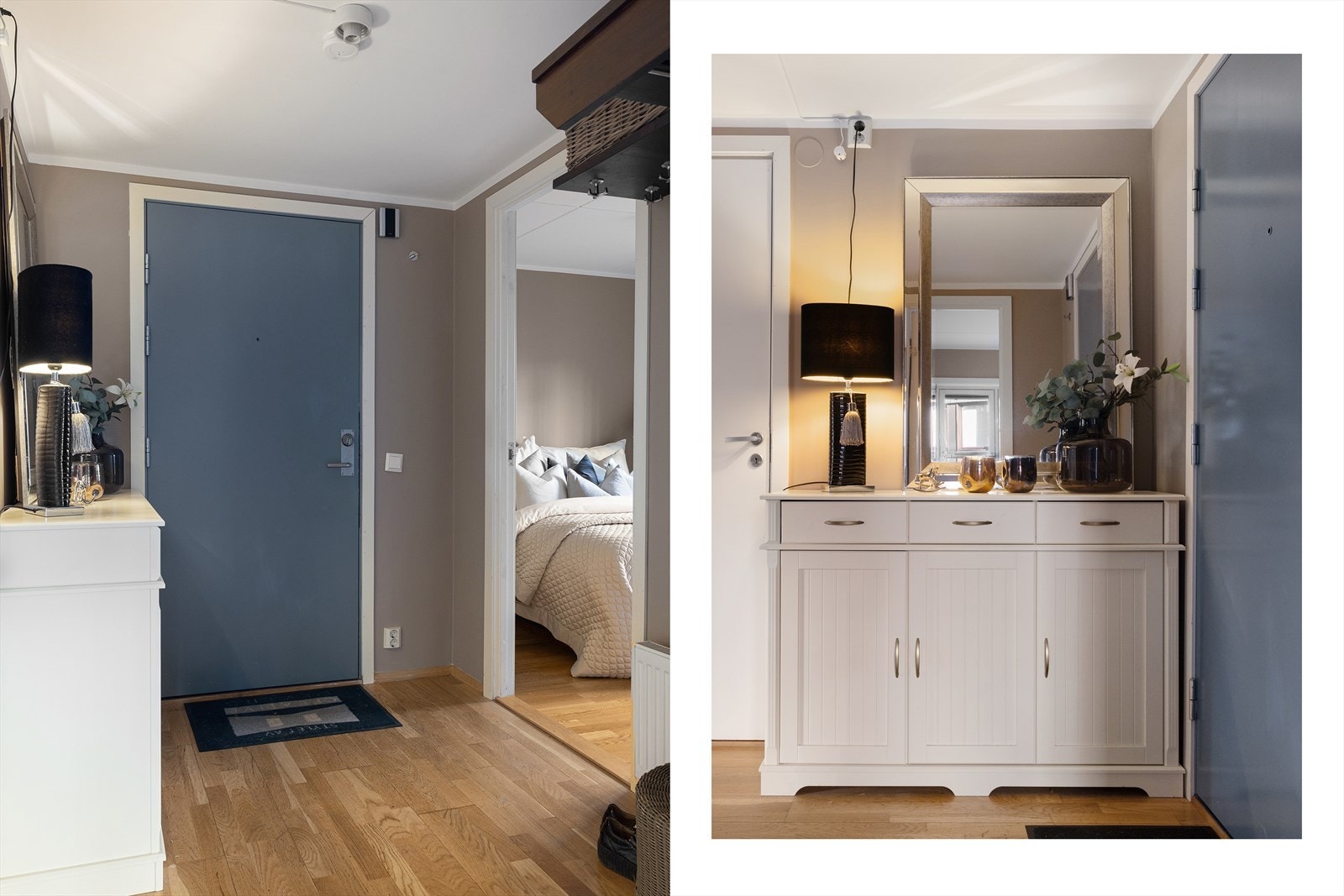 Innbydende entré med oppbevaringsmuligheter. Velkommen inn! Galleribilde