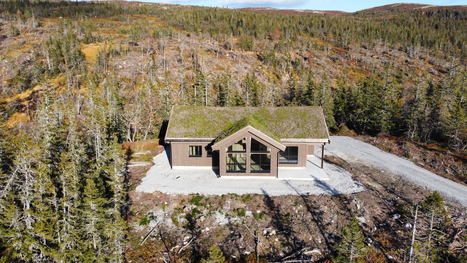 Dronebilde fra hytta Galleribilde