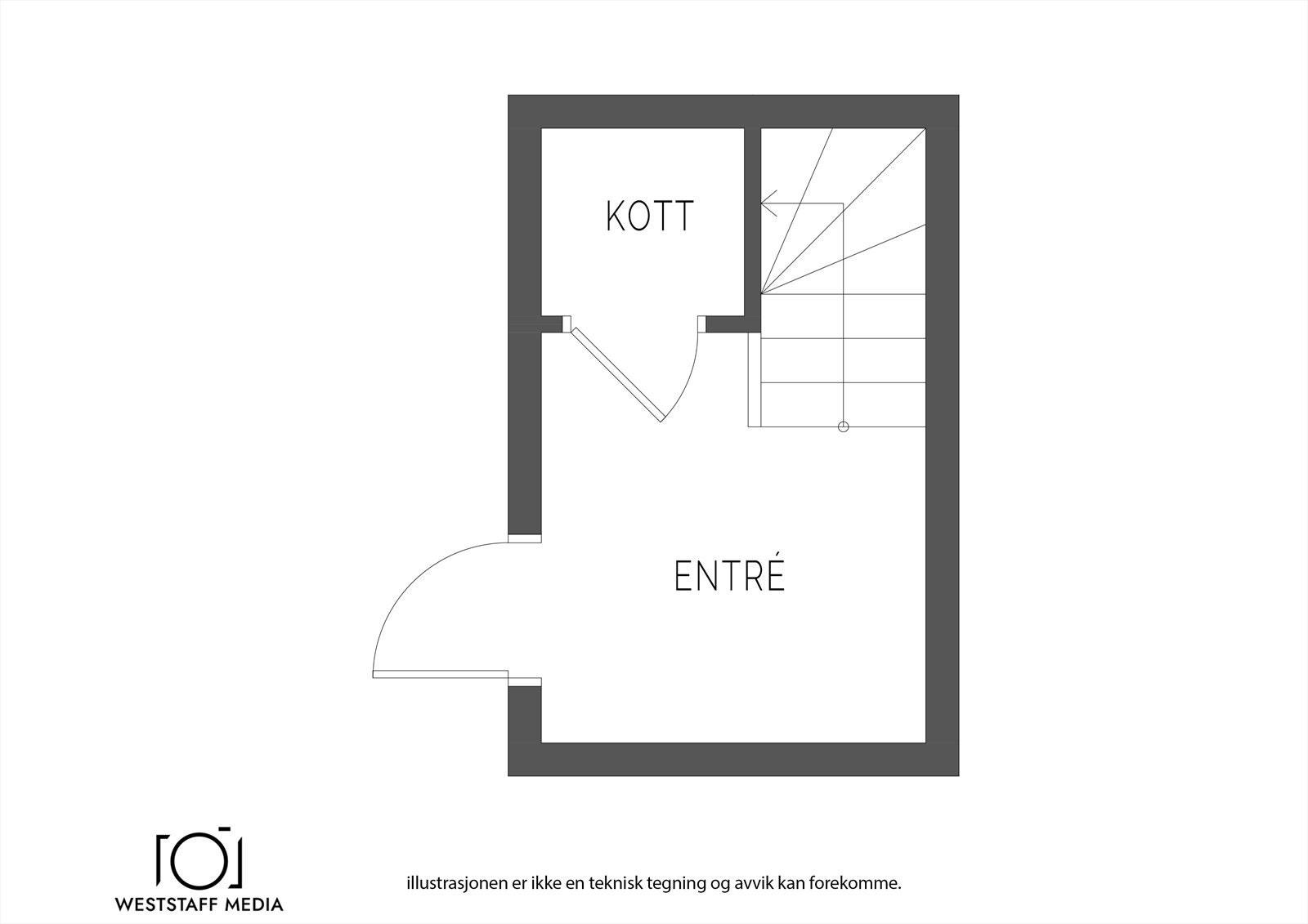 Planskisse inngangsparti/1.etasje i leiligheten. Galleribilde