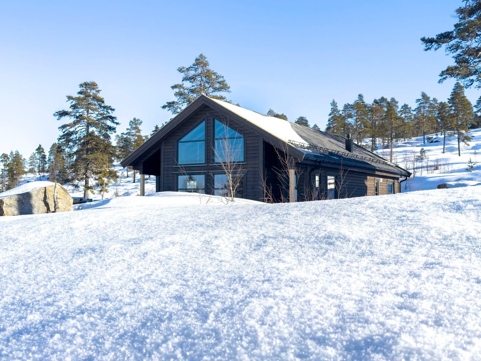 Tomta ligger i lett skrånende terreng mot vest. Lang og fin solgang Galleribilde