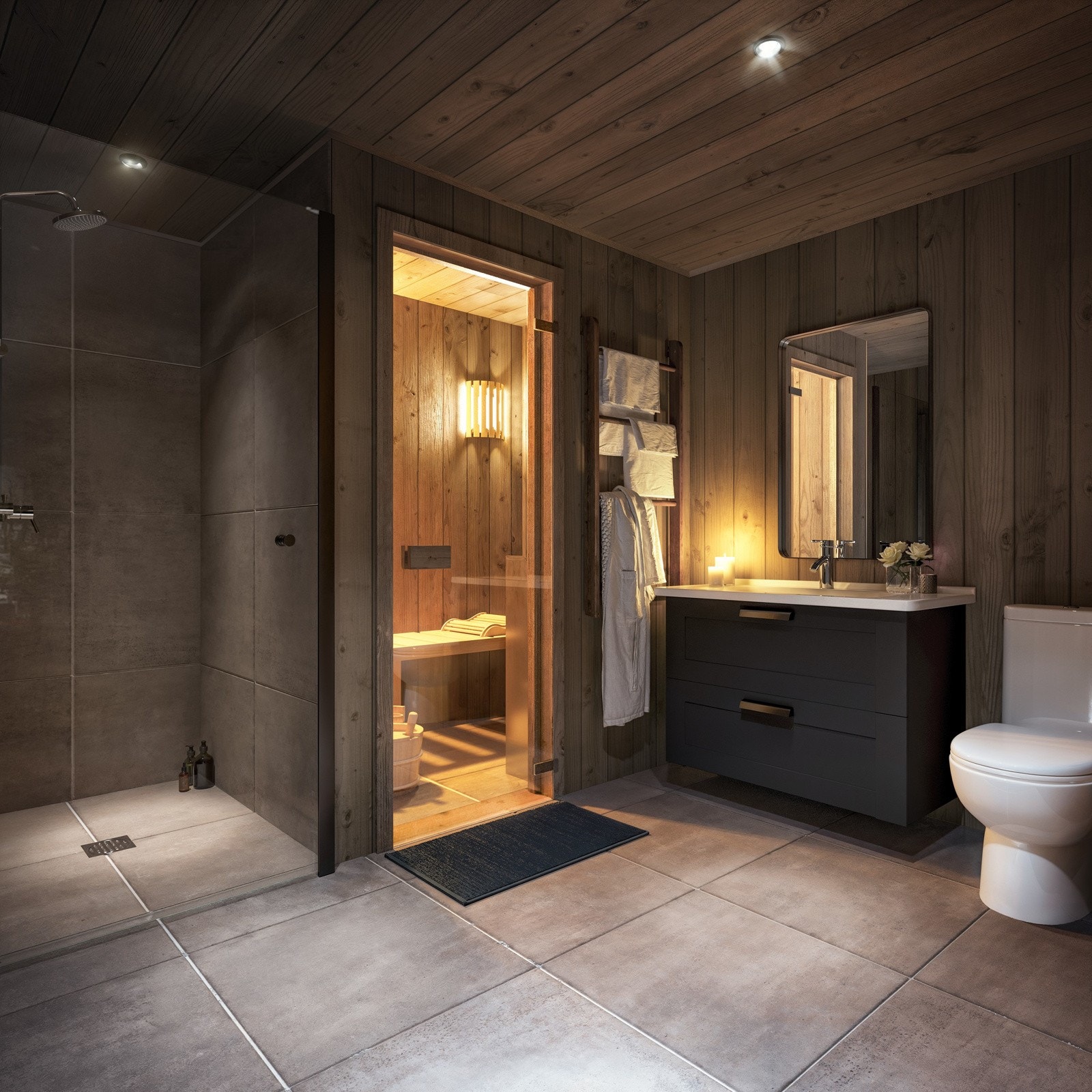 Romslig bad med badstue - Hytta har også et praktisk separat toalett. Galleribilde