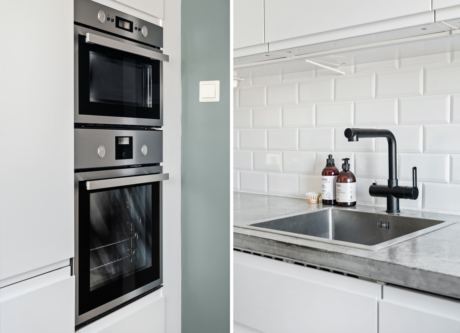 Videre er kjøkkenet utstyrt med integrerte hvitevarer som oppvaskmaskin, mikro, stekeovn og koketopp, samt kullfilterventilator, benkebelysning og benkestikk. Galleribilde