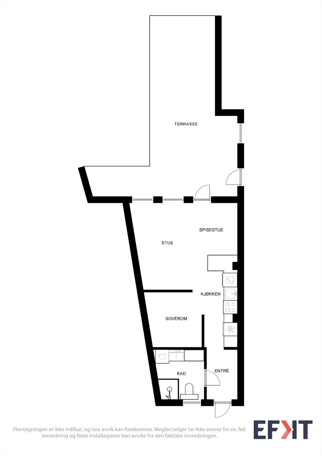 Plantegning. Vær obs på at inntegnet terrasse er borettslagets fellestomt. Galleribilde