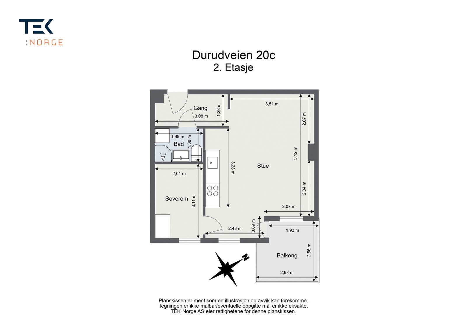 Plantegning Durudveien 20 C, 2. etasje Galleribilde