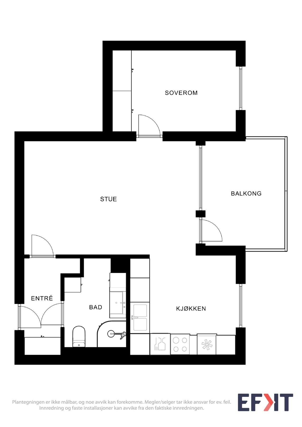 Leilighetens plantegning og utforming. Galleribilde