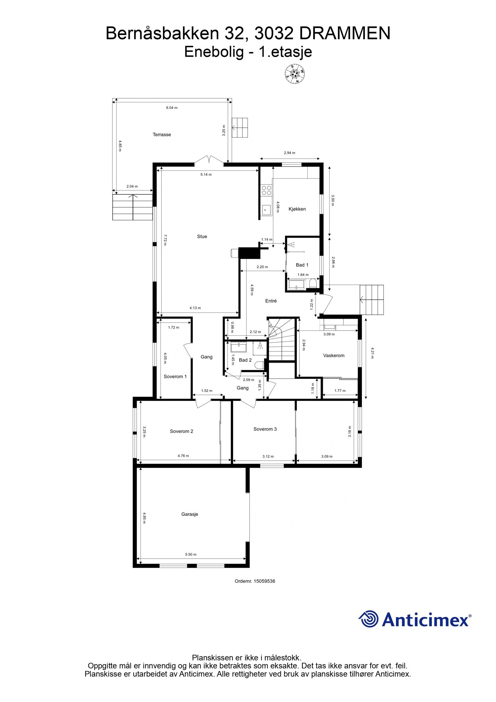 Plantegning hovedetasje. Galleribilde