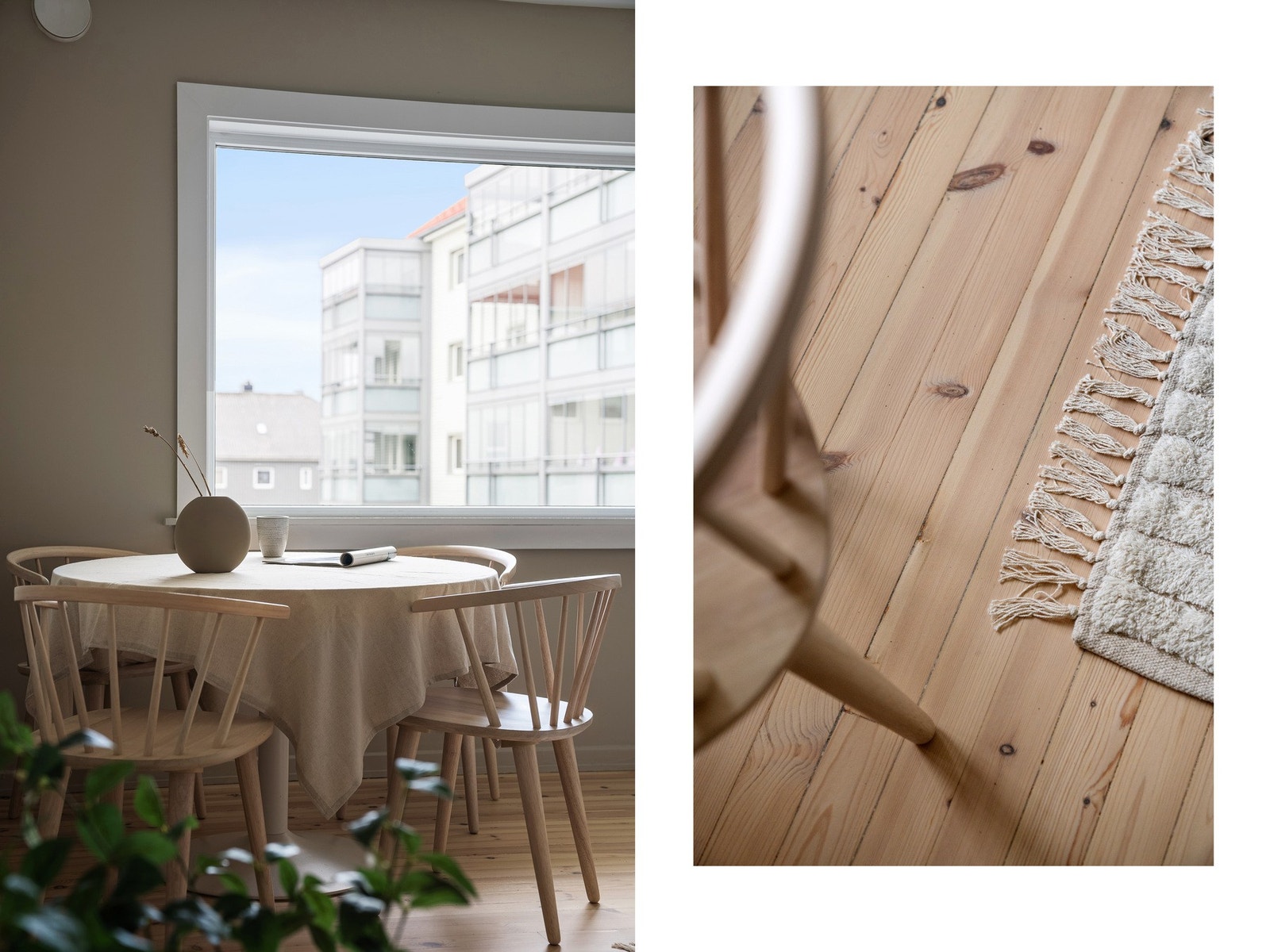 Koselig spisekrog i stue - lyse trebord, nyslipt i 2025 Galleribilde