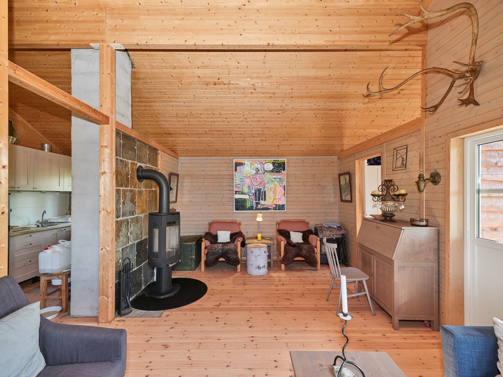 Oppvarming med vedfyring. Galleribilde