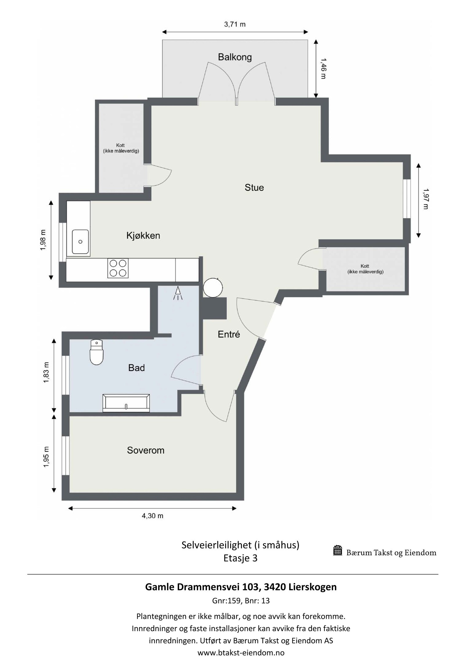 Ideel planløsning for en 2-roms. Galleribilde
