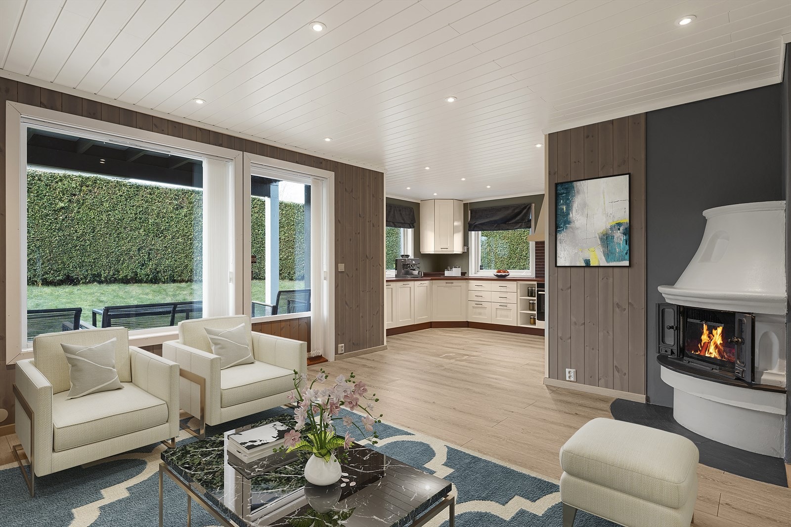 Innbydende stue med god plass til sofagruppe og TV-møbler (Bildet er digitalt møblert) Galleribilde