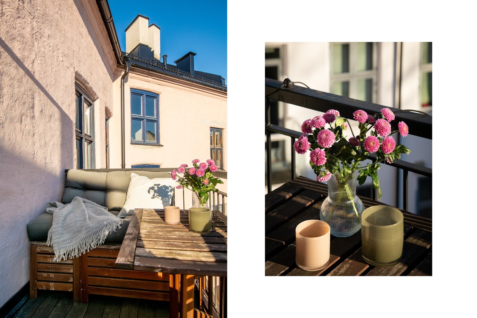 Balkongen vender ut mot en rolig bakgård og er perfekt for å nyte morgenkaffen i solen. Galleribilde