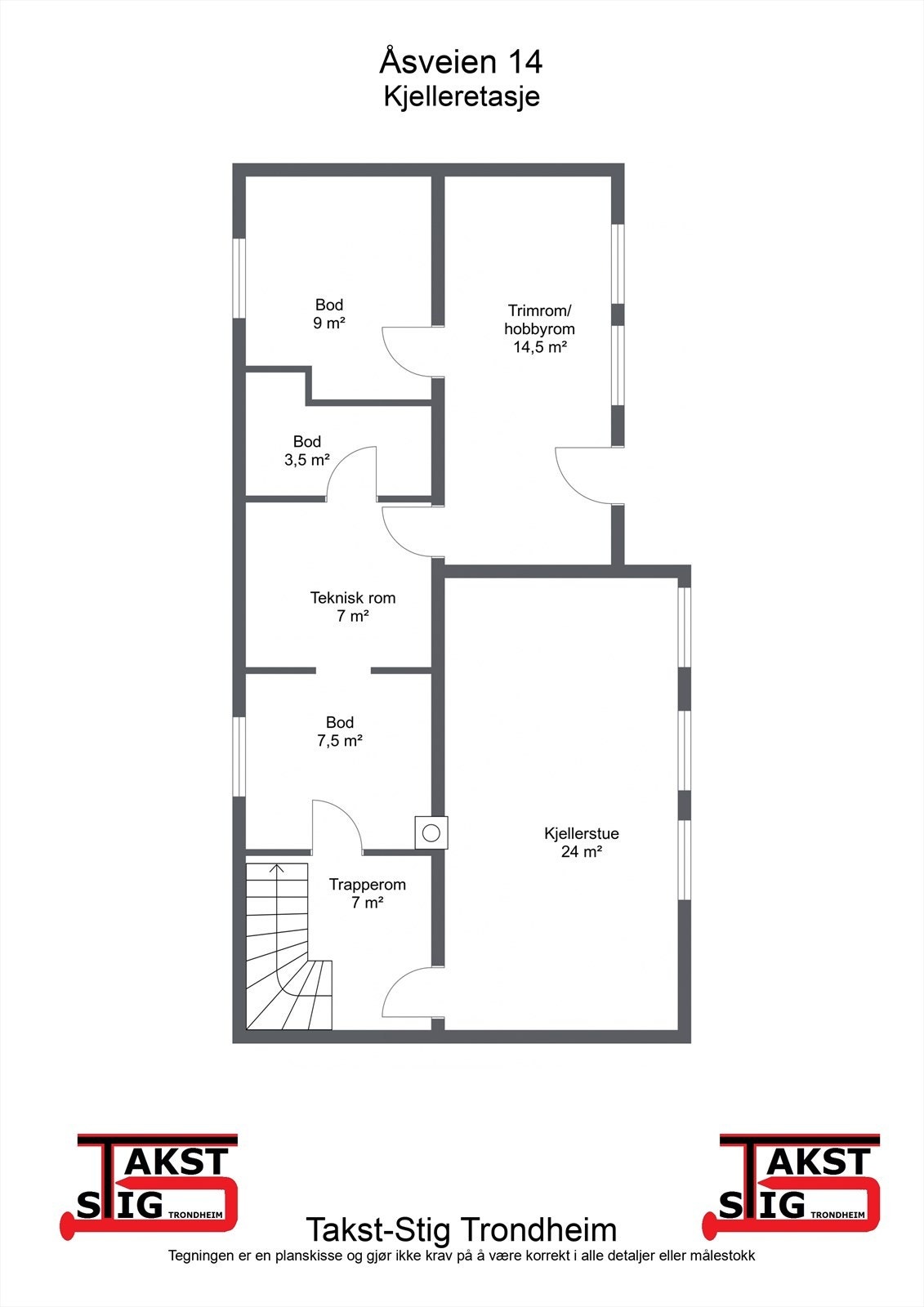 Planskisse kjelleretasje. Galleribilde