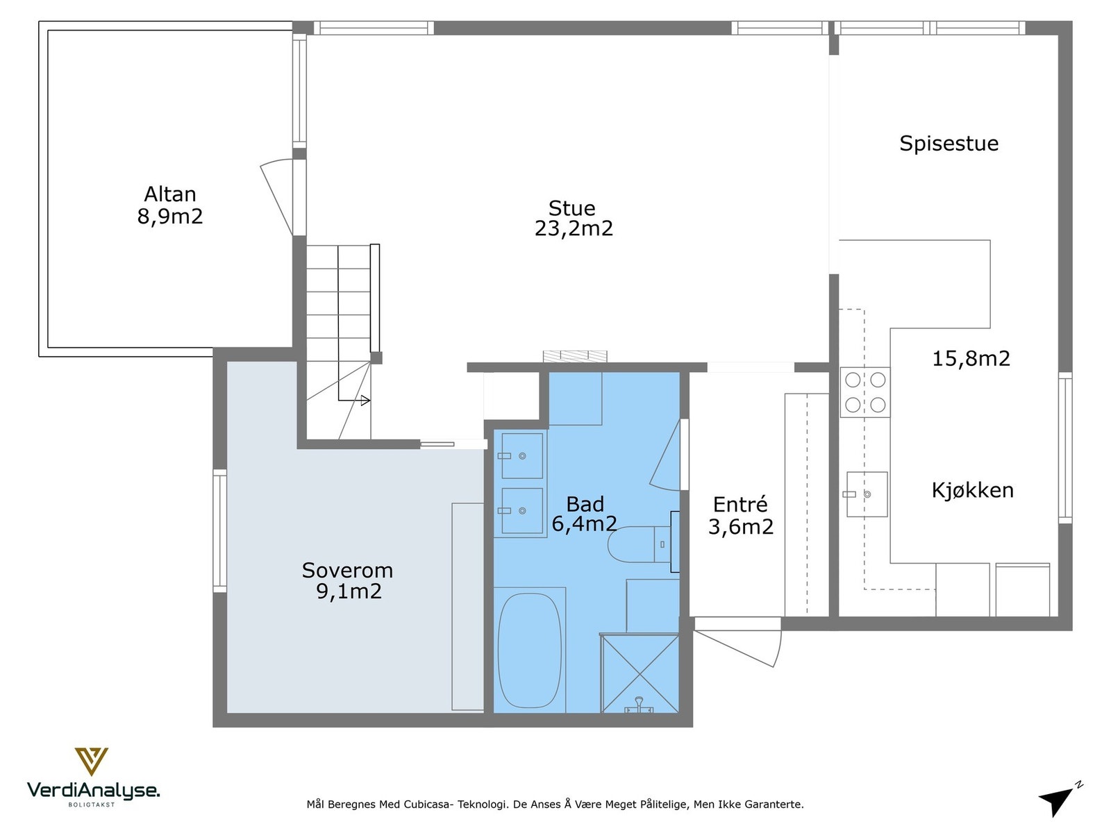 Planskisse av leilighetens 2. etasje. Galleribilde