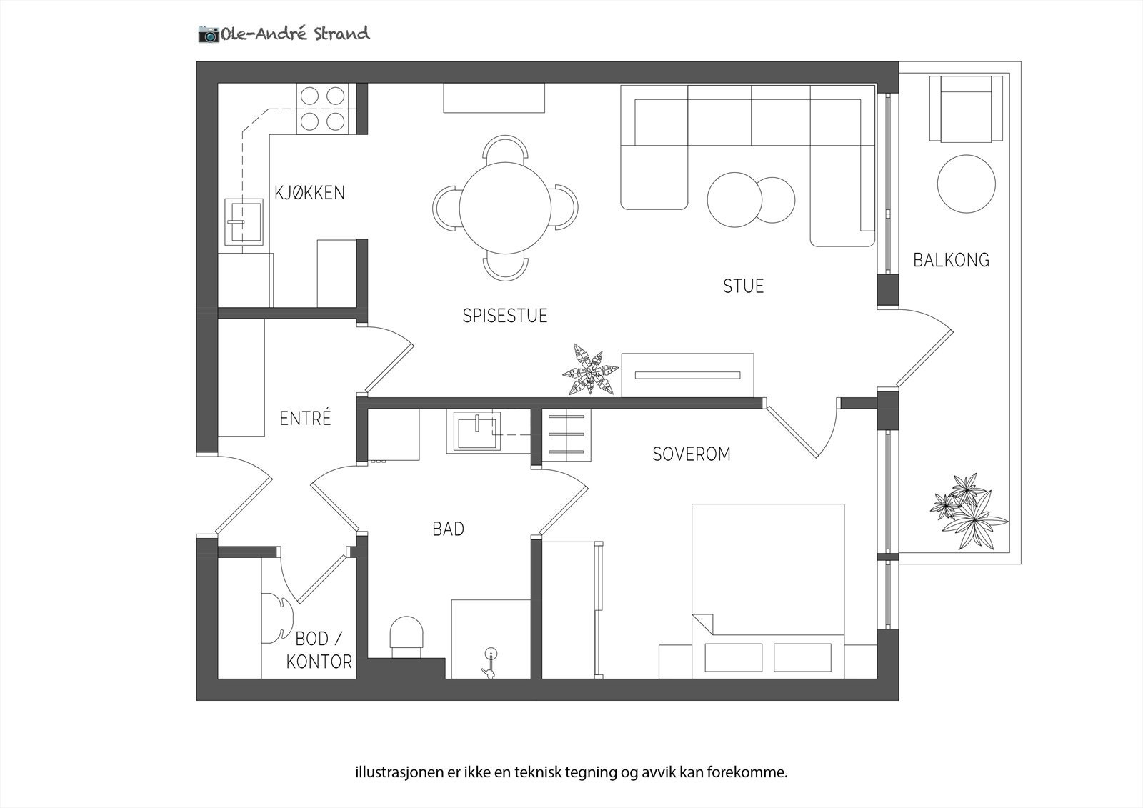 Plantegning for leiligheten Galleribilde