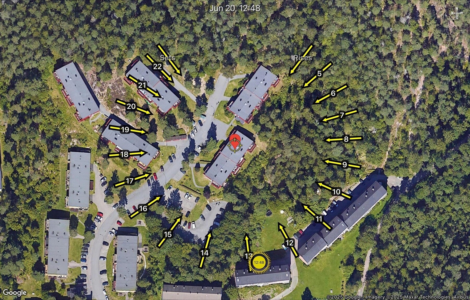 Solgangen på leiligheten. Selgers info: Solen kommer ca. 11.00 til kl. 21.00 på sommerhalvåret Galleribilde