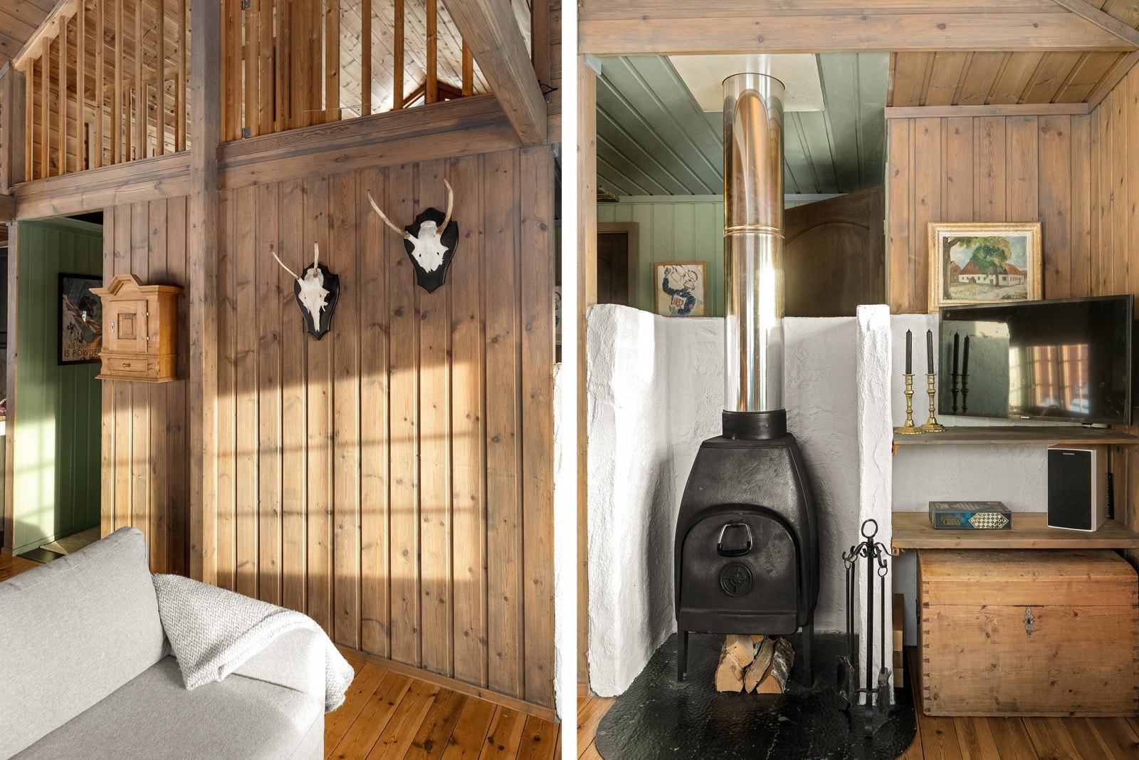 Varmen fra vedovnen gjør seg gjeldende helt opp til hemsen. Galleribilde