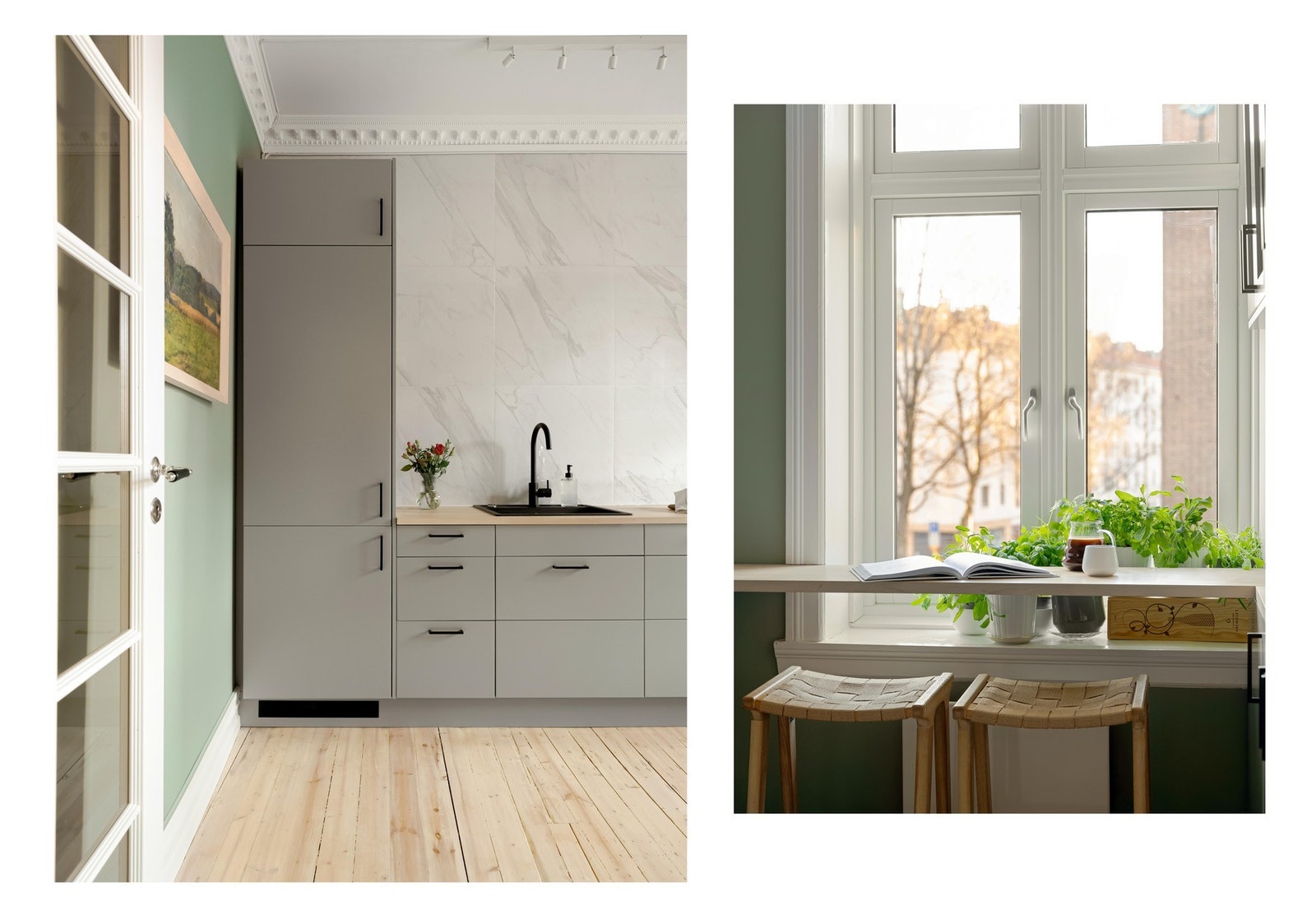 Fra stuen finner vi inngangen til det separate spisekjøkkenet, som var helt nytt i 2022. Galleribilde