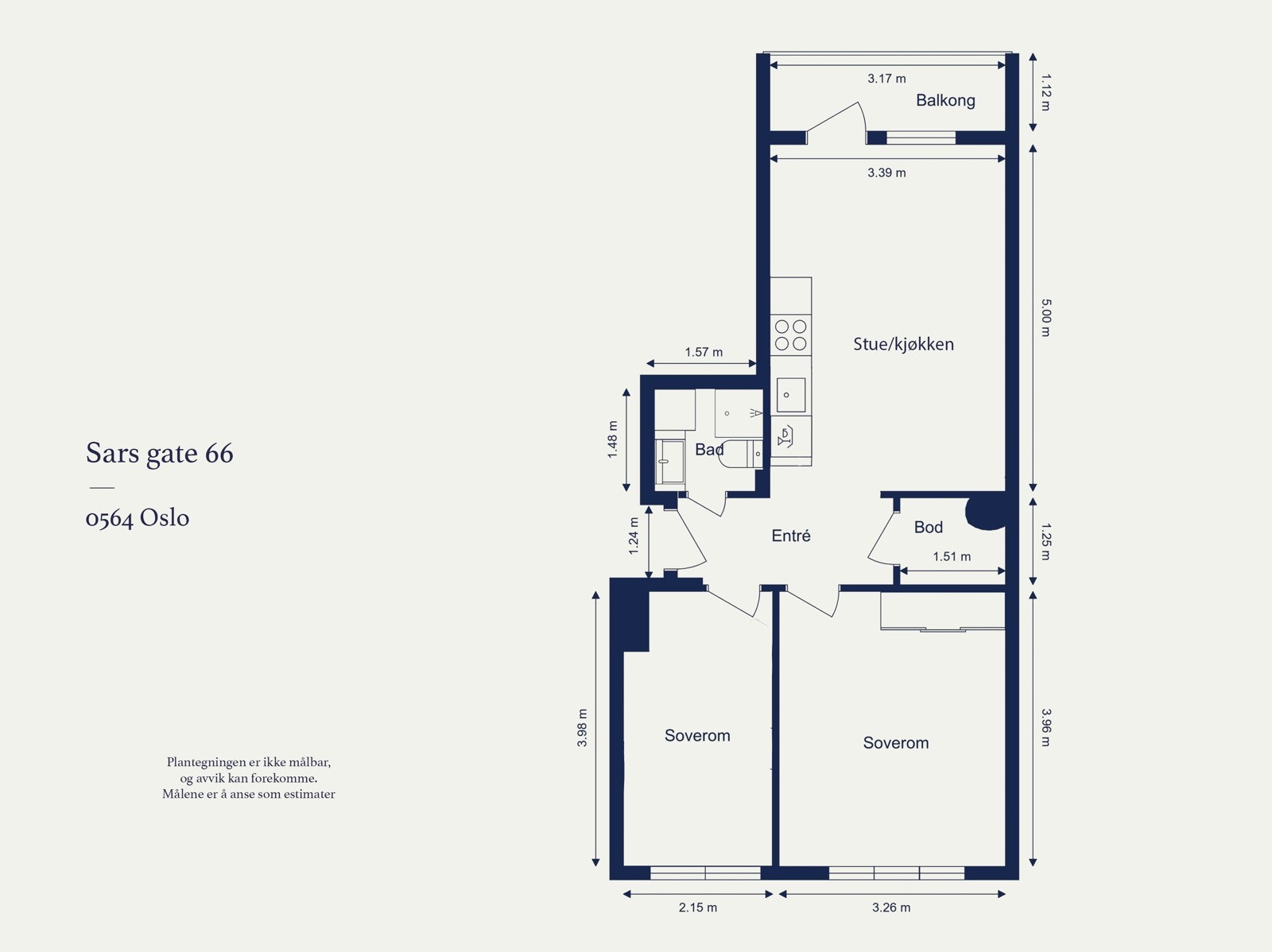 Alternativ plantegning med to soverom. Galleribilde