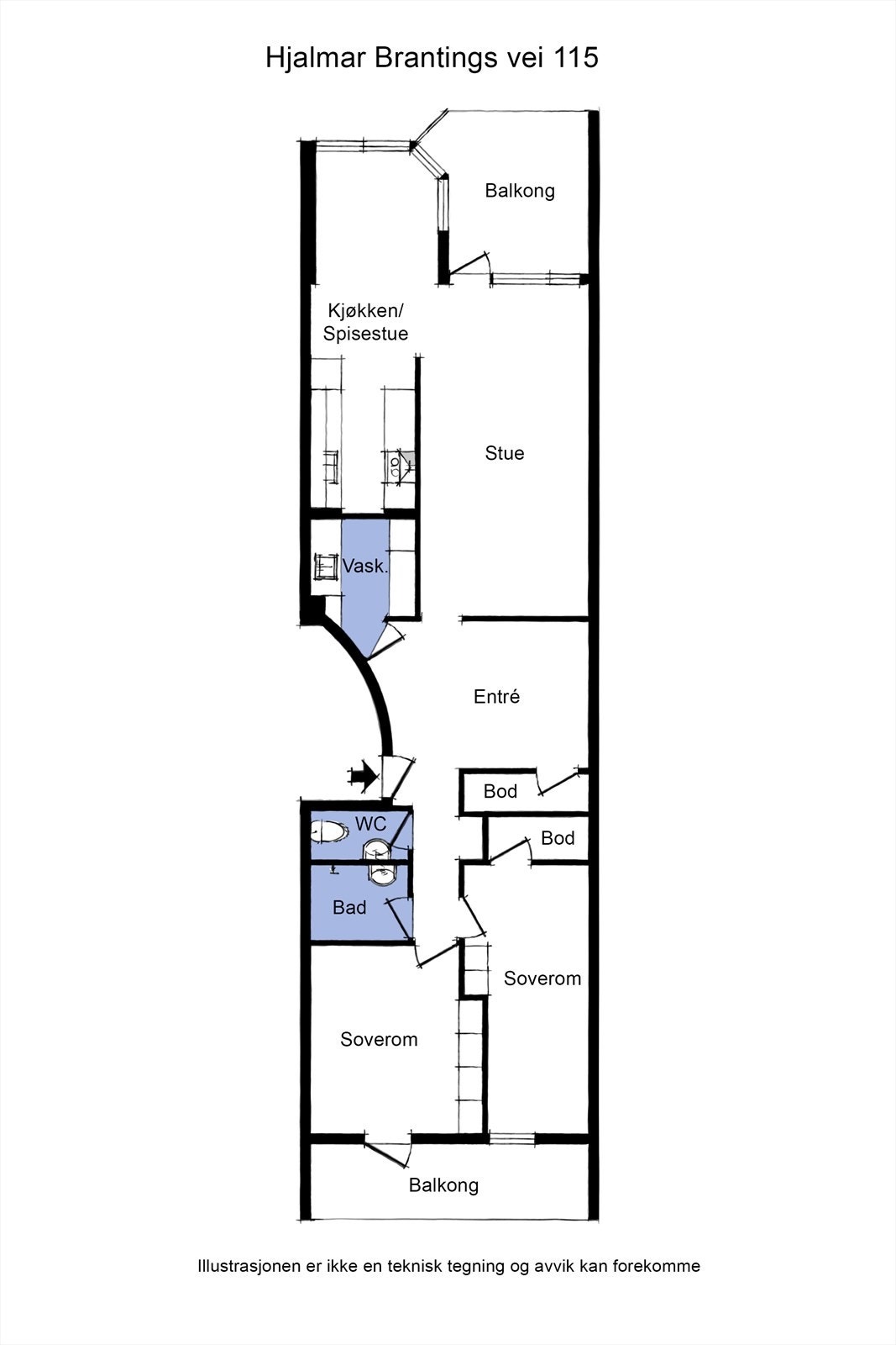 Plantegning - Hjalmar Brantings vei 115 Galleribilde