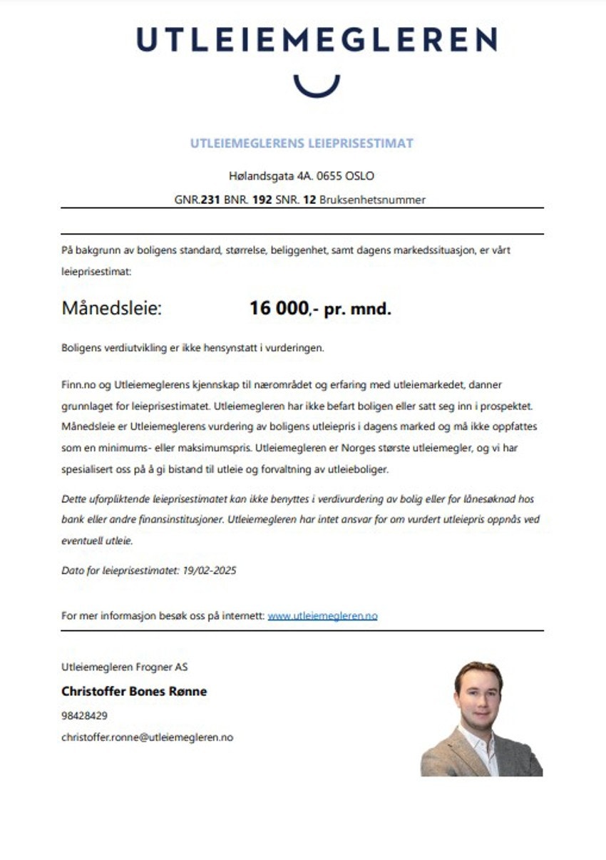 Utleievurdering. Galleribilde