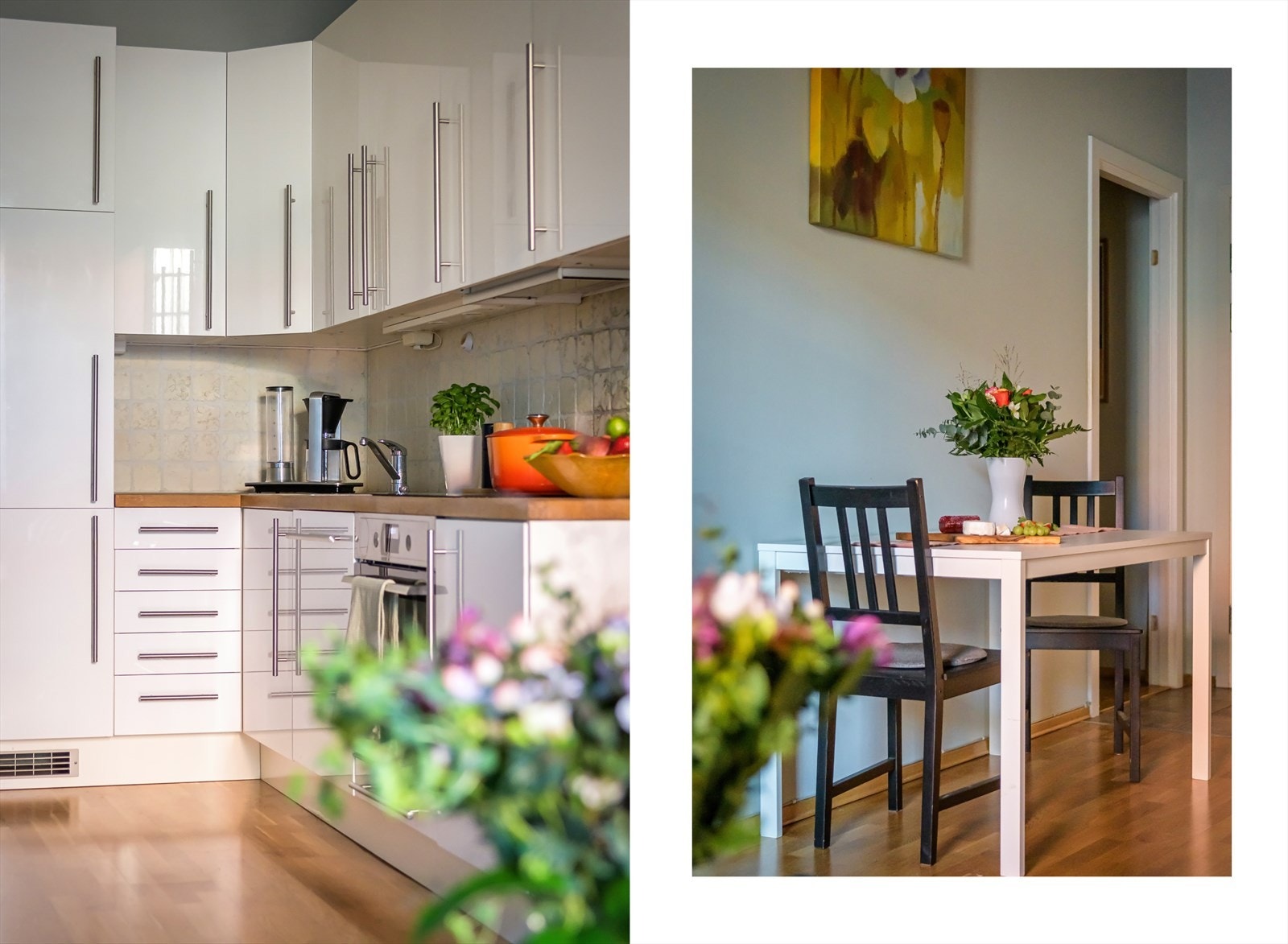 Innredningen består av glatte fronter og benkeplate av heltre. Galleribilde