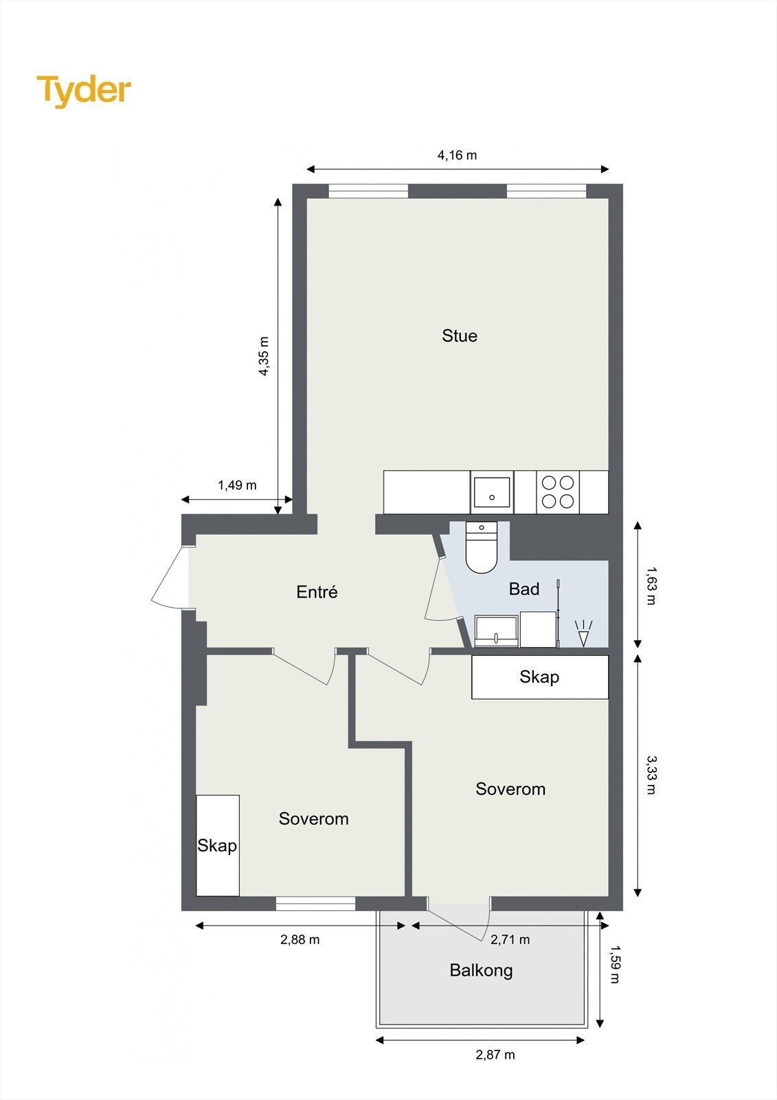 Floorplan letterhead - Jens bjelles gate 6 - 2. Etasje - 2D Floor Plan.jpg Galleribilde