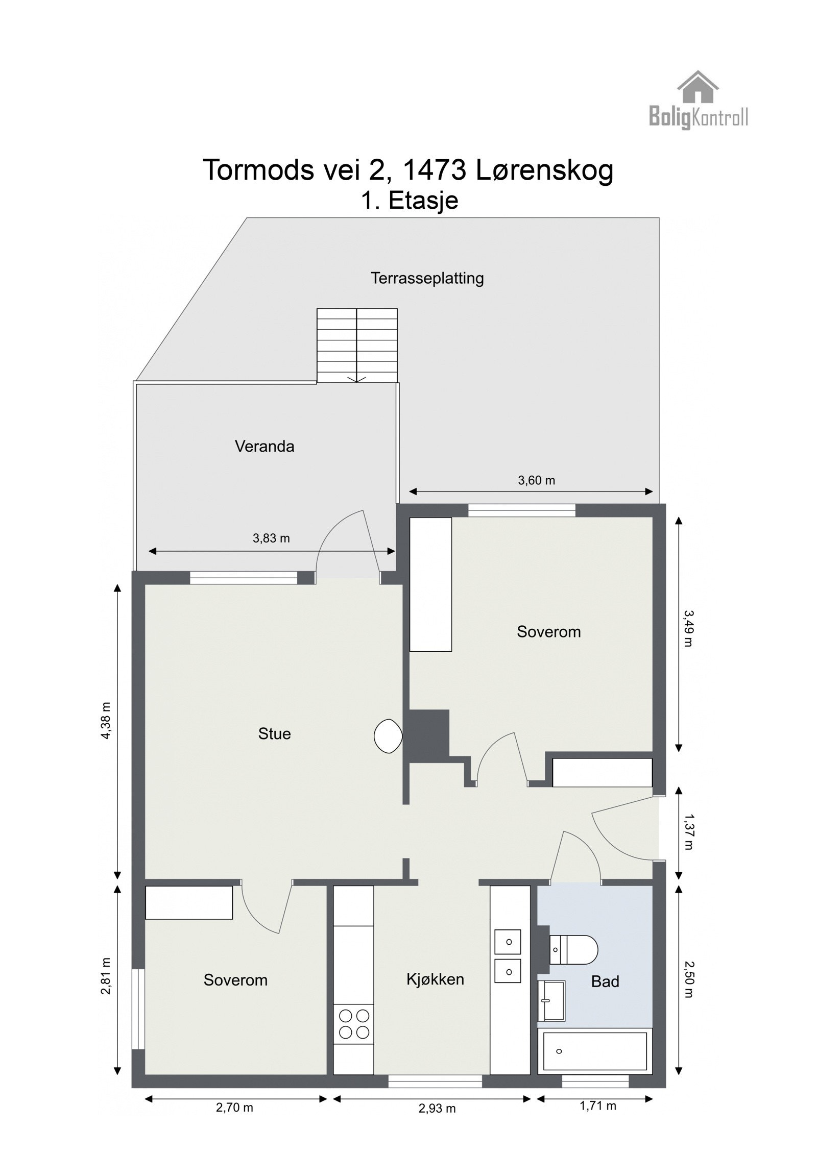 Floorplan letterhead - Tormods vei 2, 1473 Lørenskog - 1. Etasje - 2D Floor Plan Galleribilde