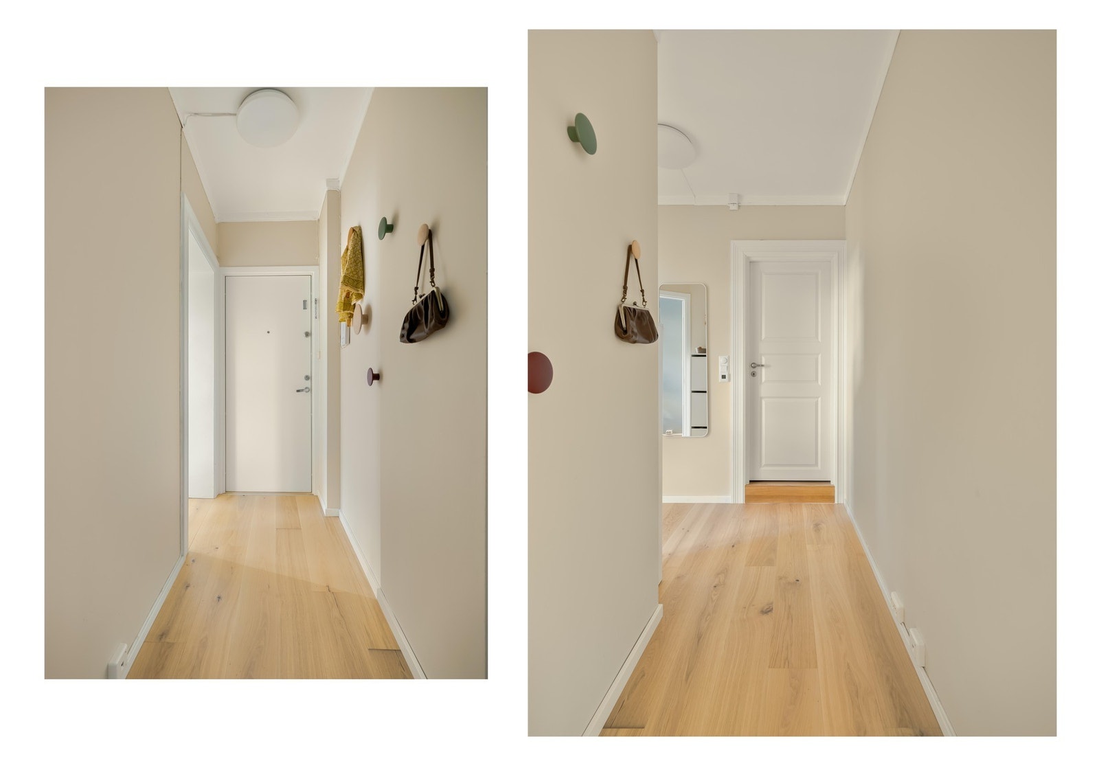 Fra det første soverommet går vi videre ut i gangen og mot badet. Galleribilde