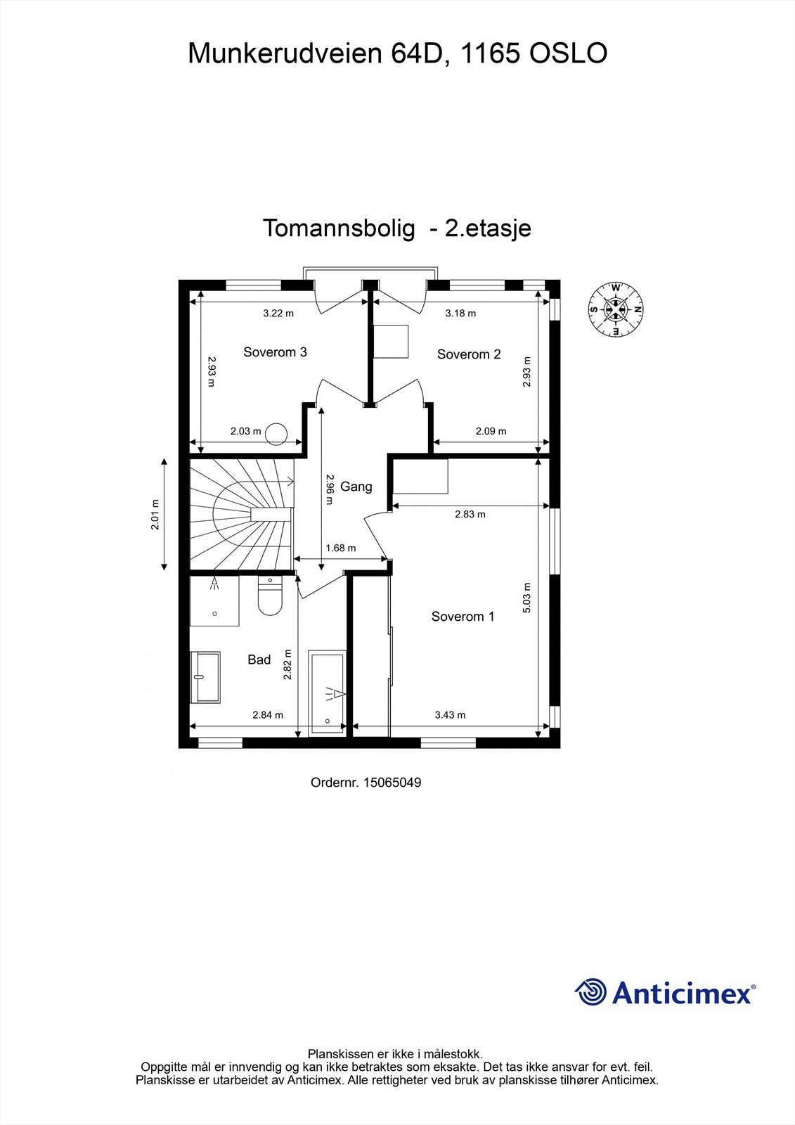 Plantegning-Tomannsbolig - 2.etasje. Galleribilde