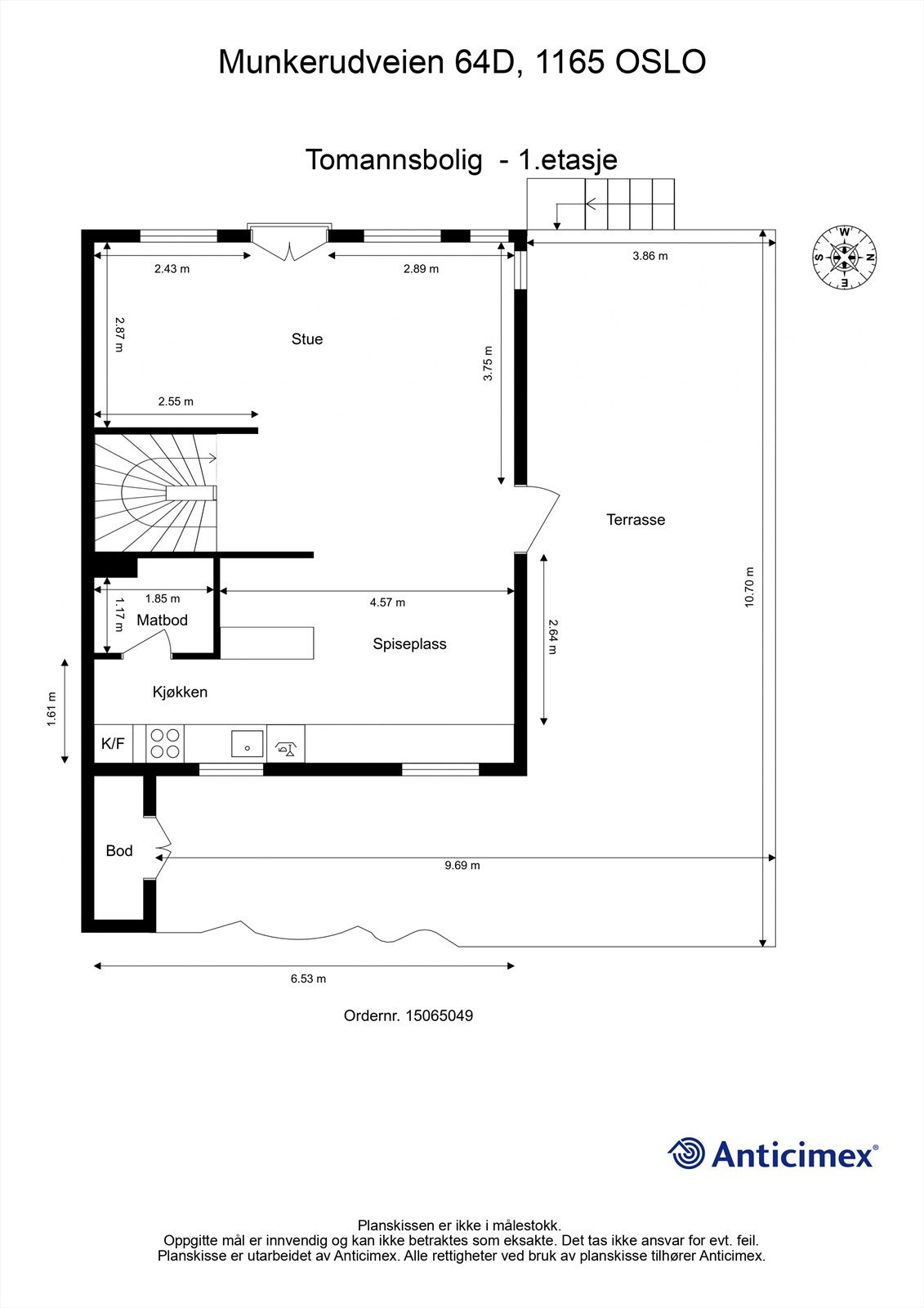 Plantegning-Tomannsbolig - 1.etasje. Galleribilde