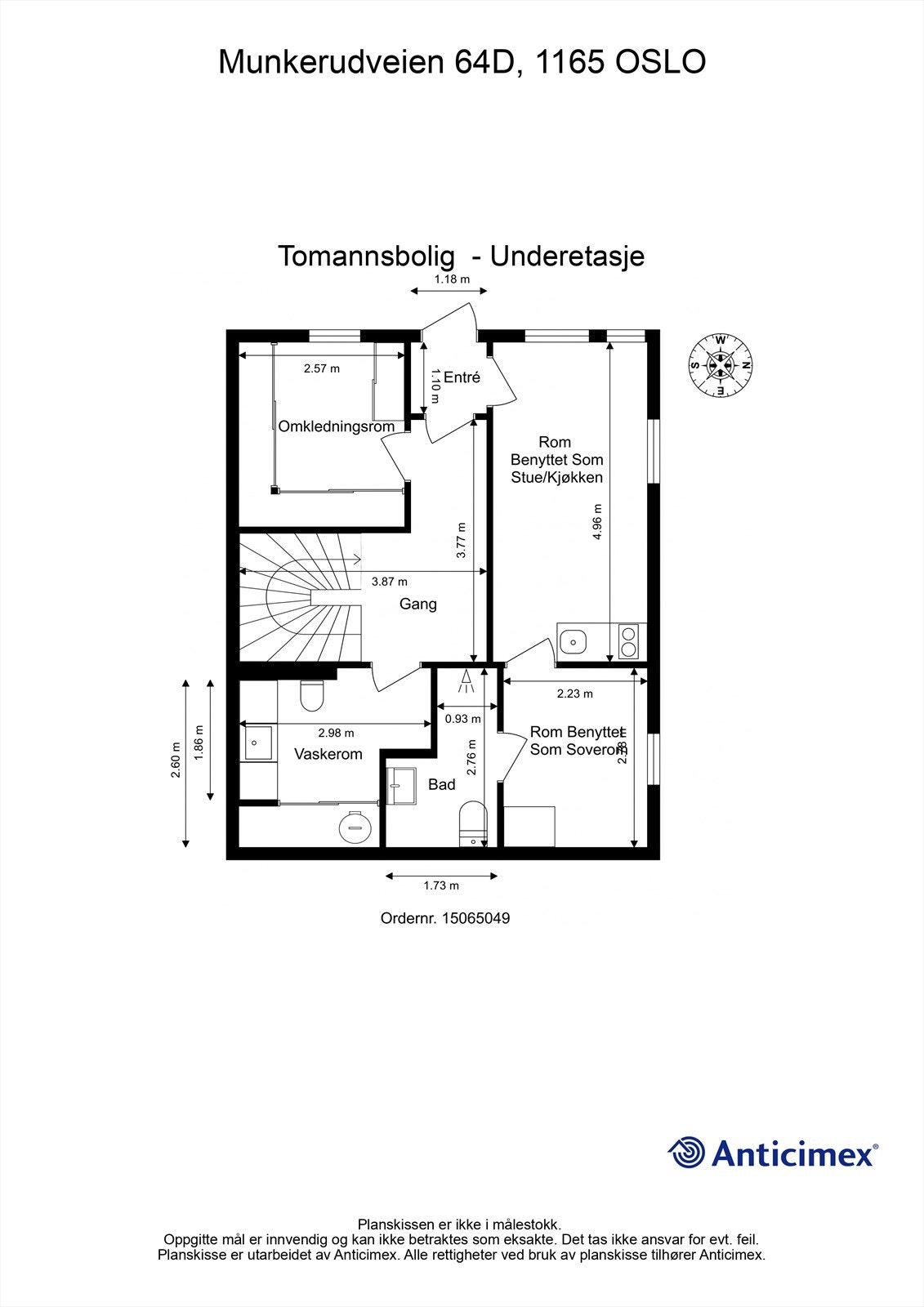 Plantegning-Tomannsbolig - Underetasje. Galleribilde