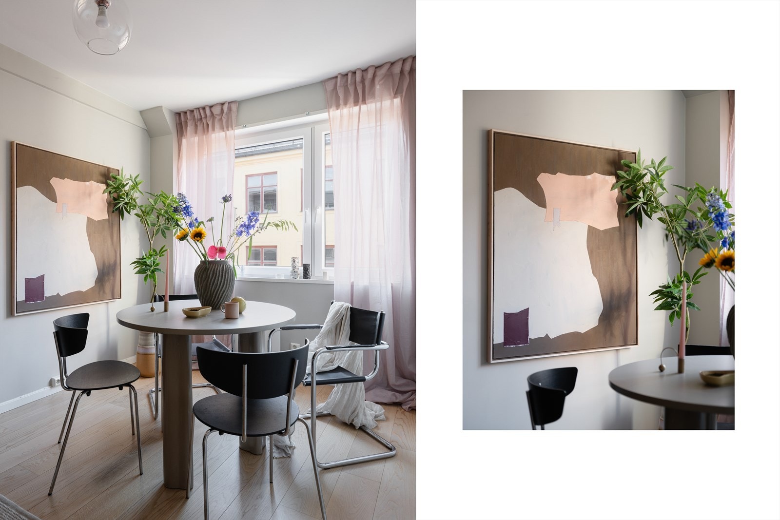 Spiseplassen finner sin naturlige plass i nær tilknytning til kjøkkenet. Rikelig med lysinnslipp fra de store vindusflatene. Galleribilde