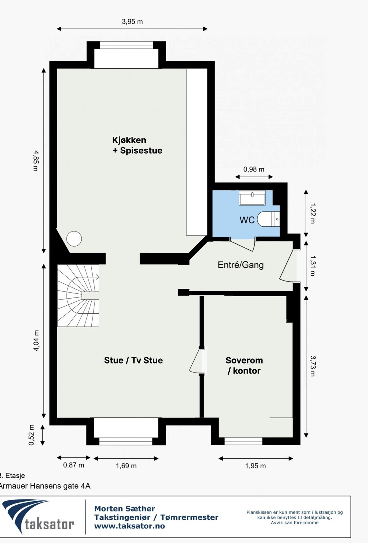 Alternativ plantegning 3. etasje, dersom det er behov for ytterligere ett soverom. Galleribilde